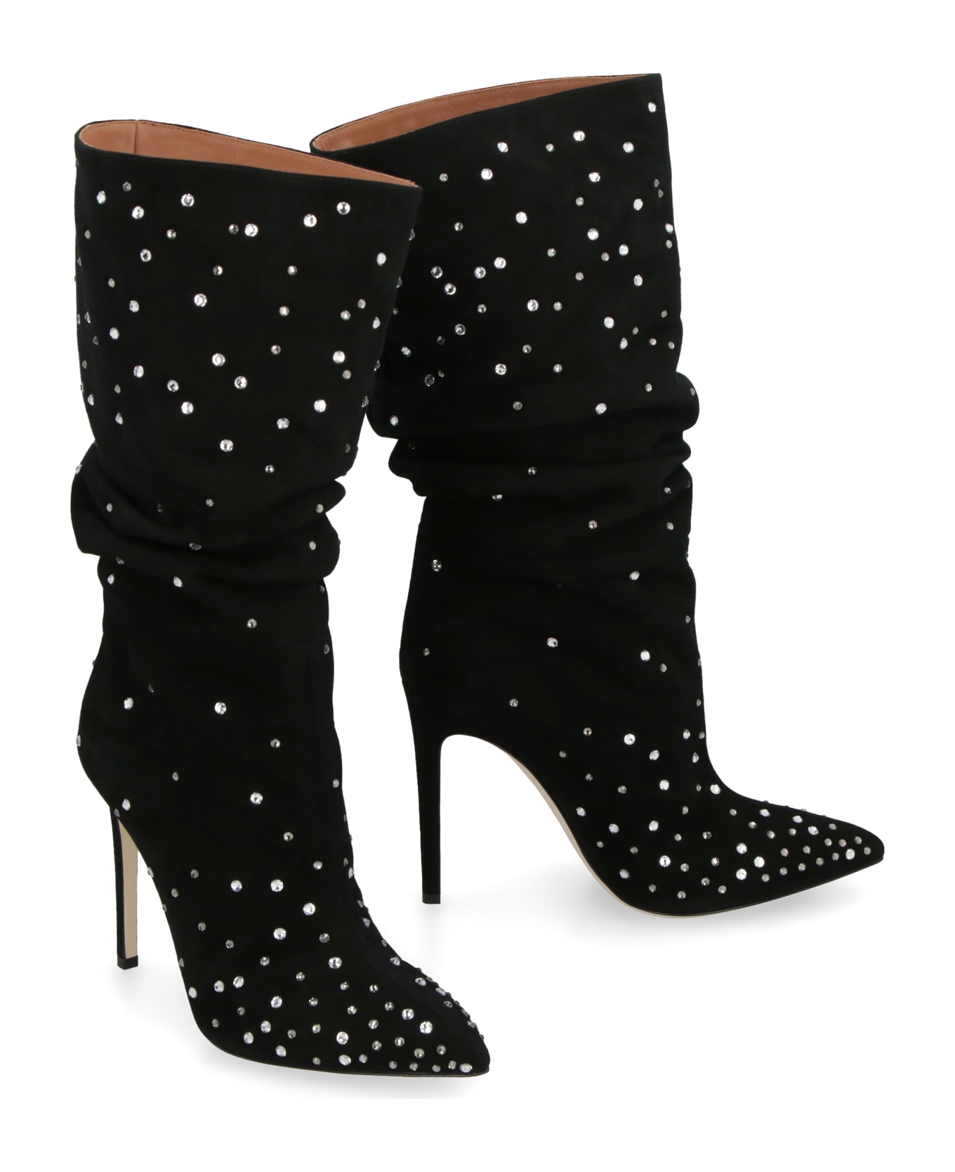 Paris Texas Holly Suede Knee High Boots - Black Diamond