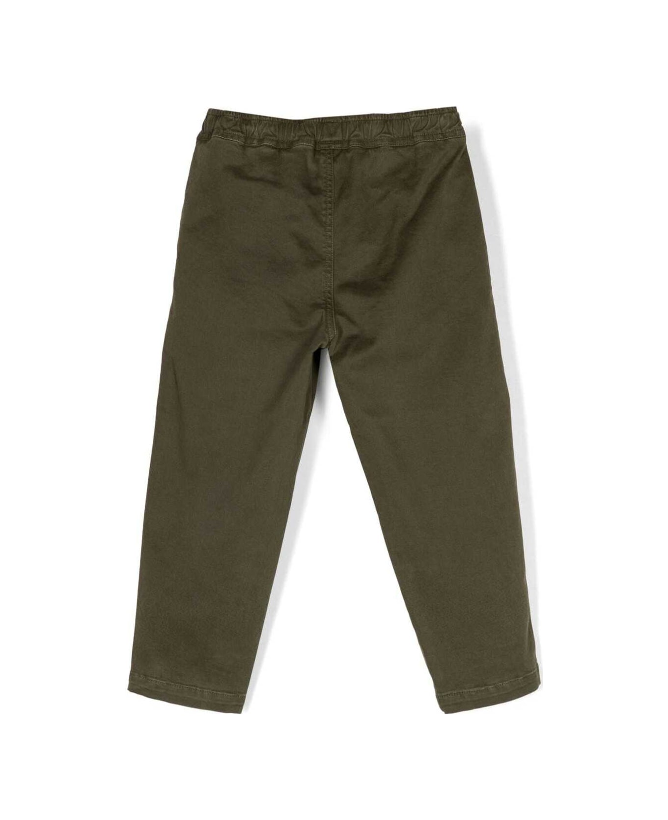 Il Gufo Green Pants With Elastic Waistband In Stretch Cotton Boy - Green