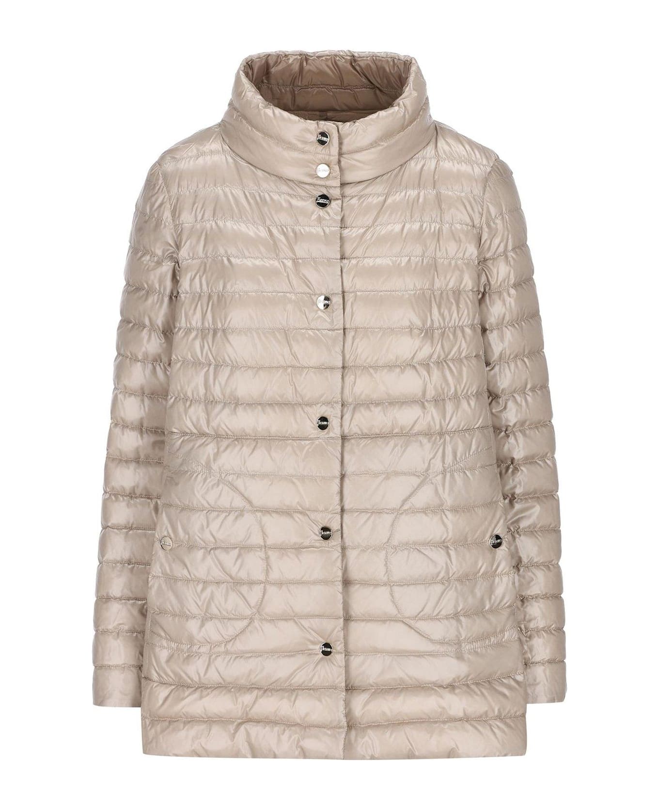 Herno Reversible Button-up Down Jacket - Tortora Chantilly