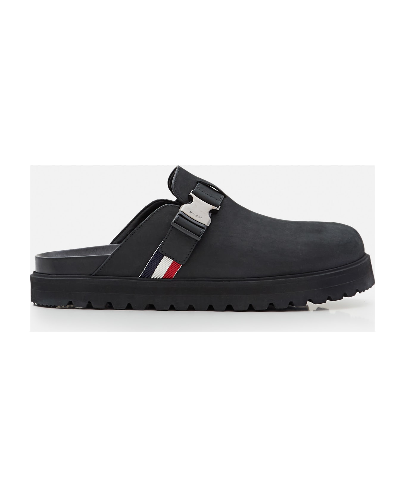 Moncler "mon Mule" Slides Leather Shoes - Black