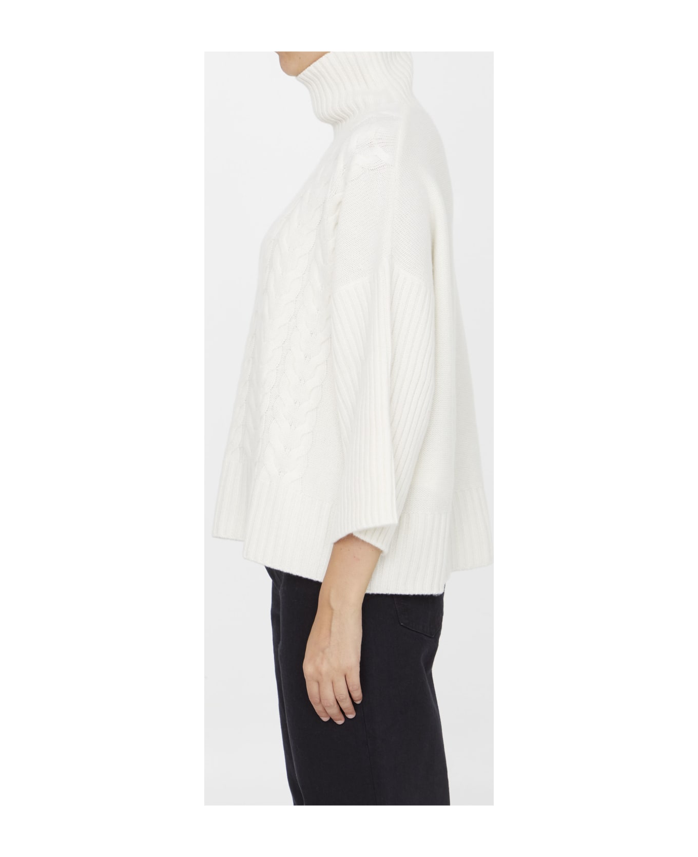 Max Mara White Okra Turtleneck Sweater - White