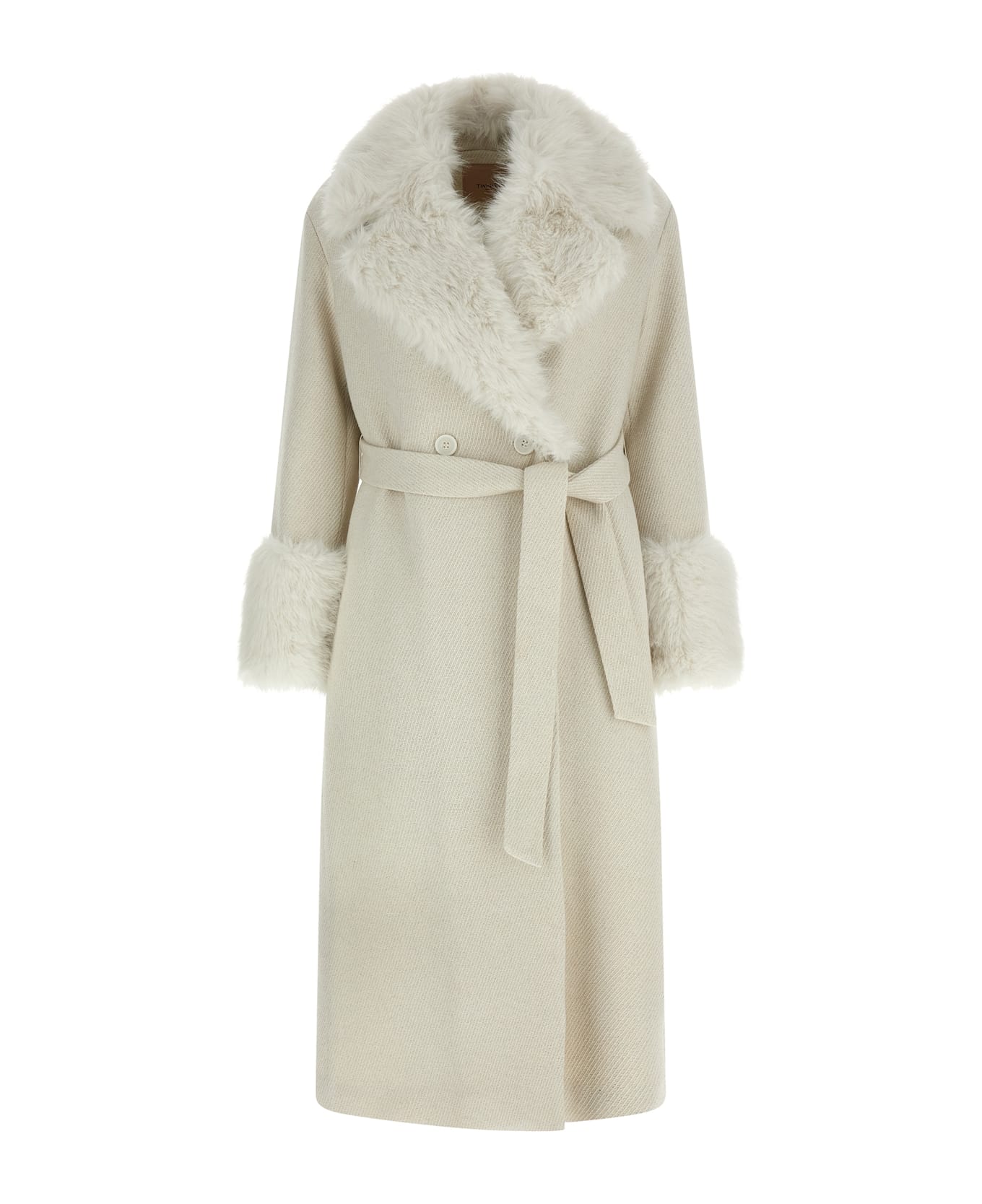 TwinSet Lamé Thread Coat - White