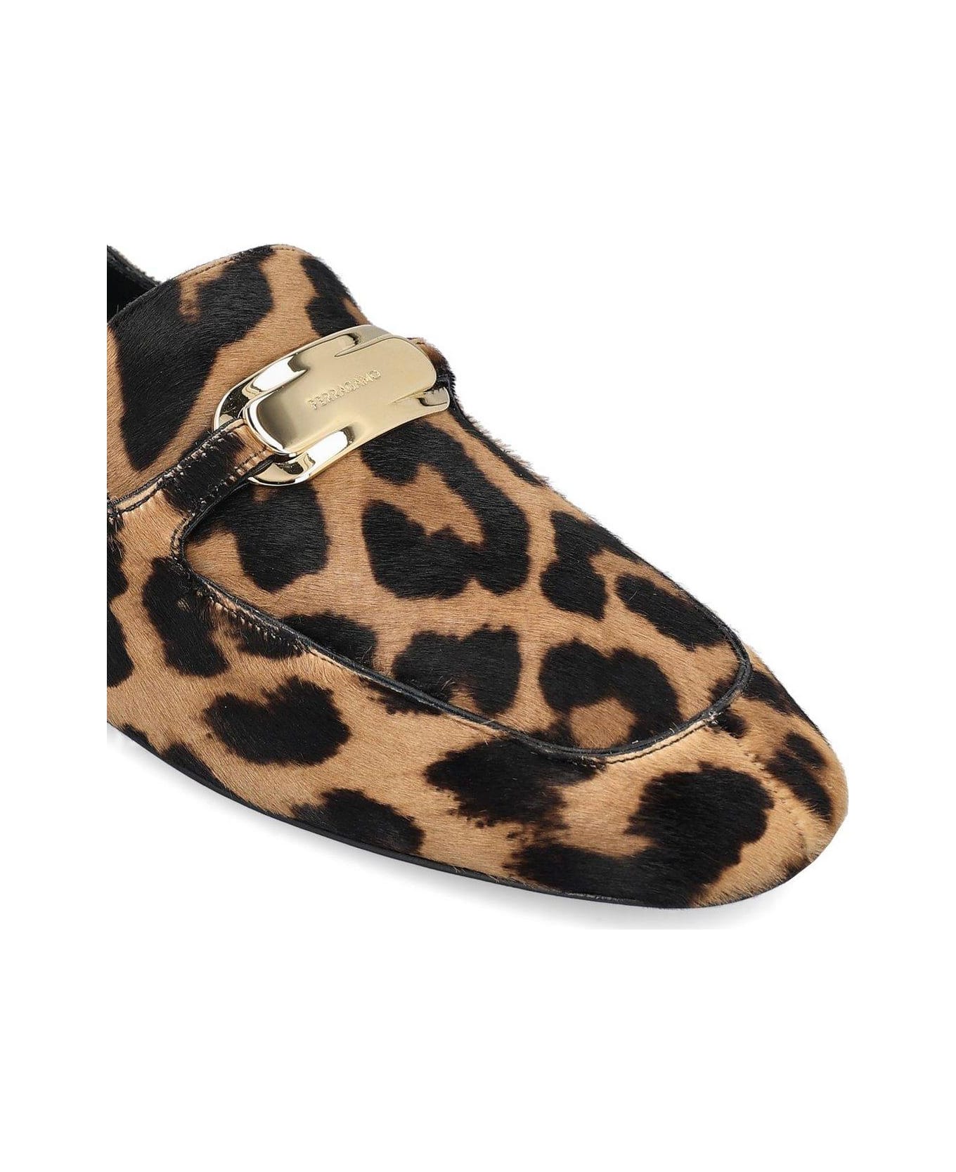 Ferragamo Leopard Printed Slip-on Flat Shoes