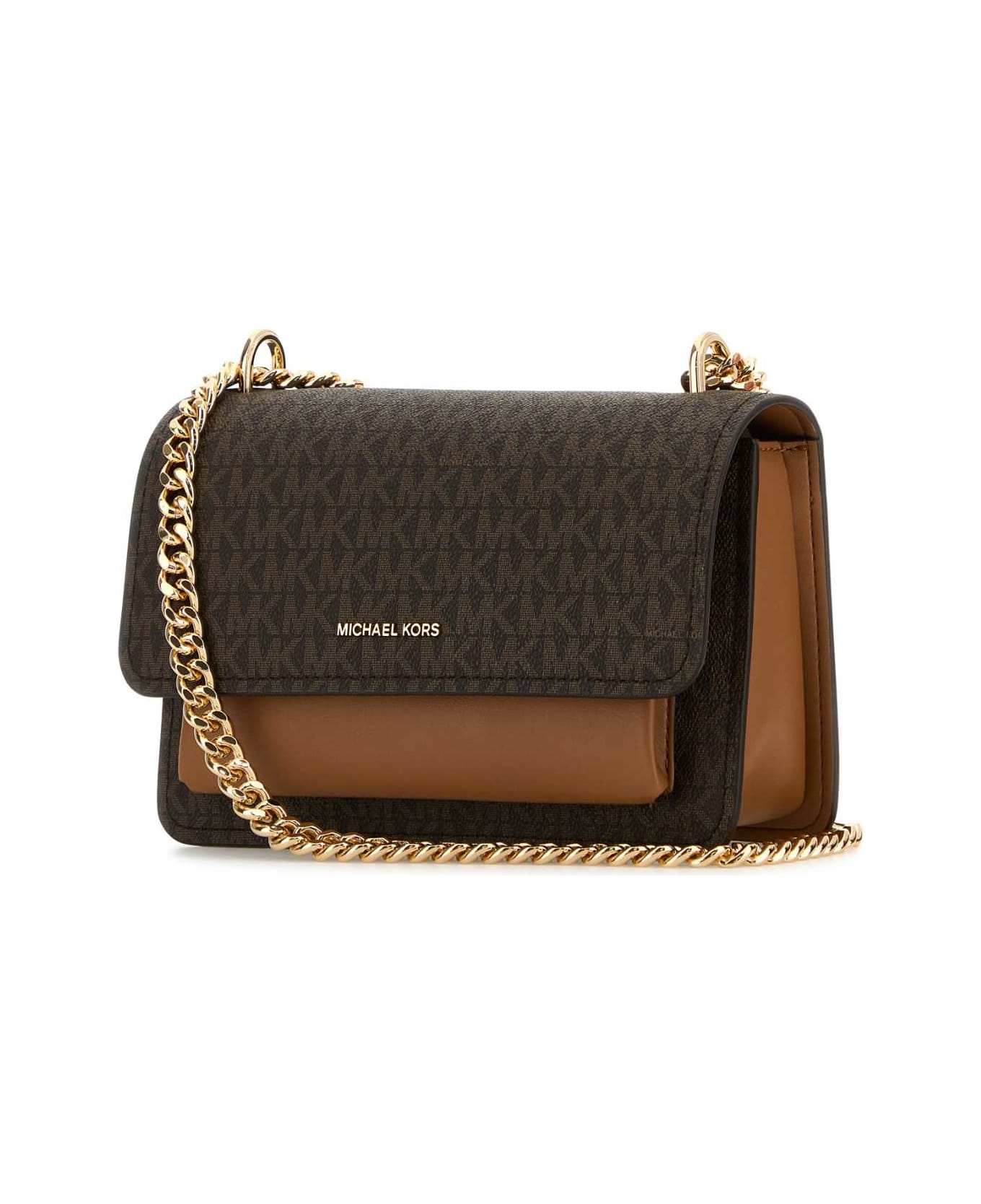 Michael Kors Printed Canvas And Leather Claire Shoulder Bag - BRNACORN