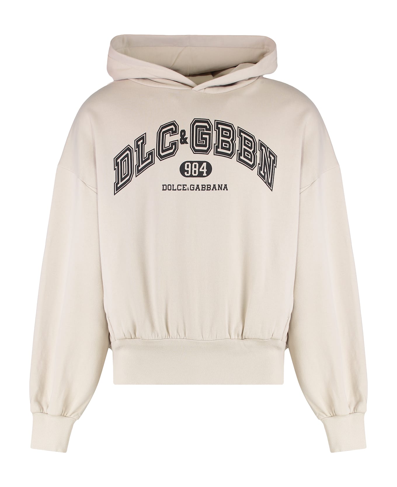 Dolce 
Gabbana Hooded Sweatshirt In Jersey With Print - Beige