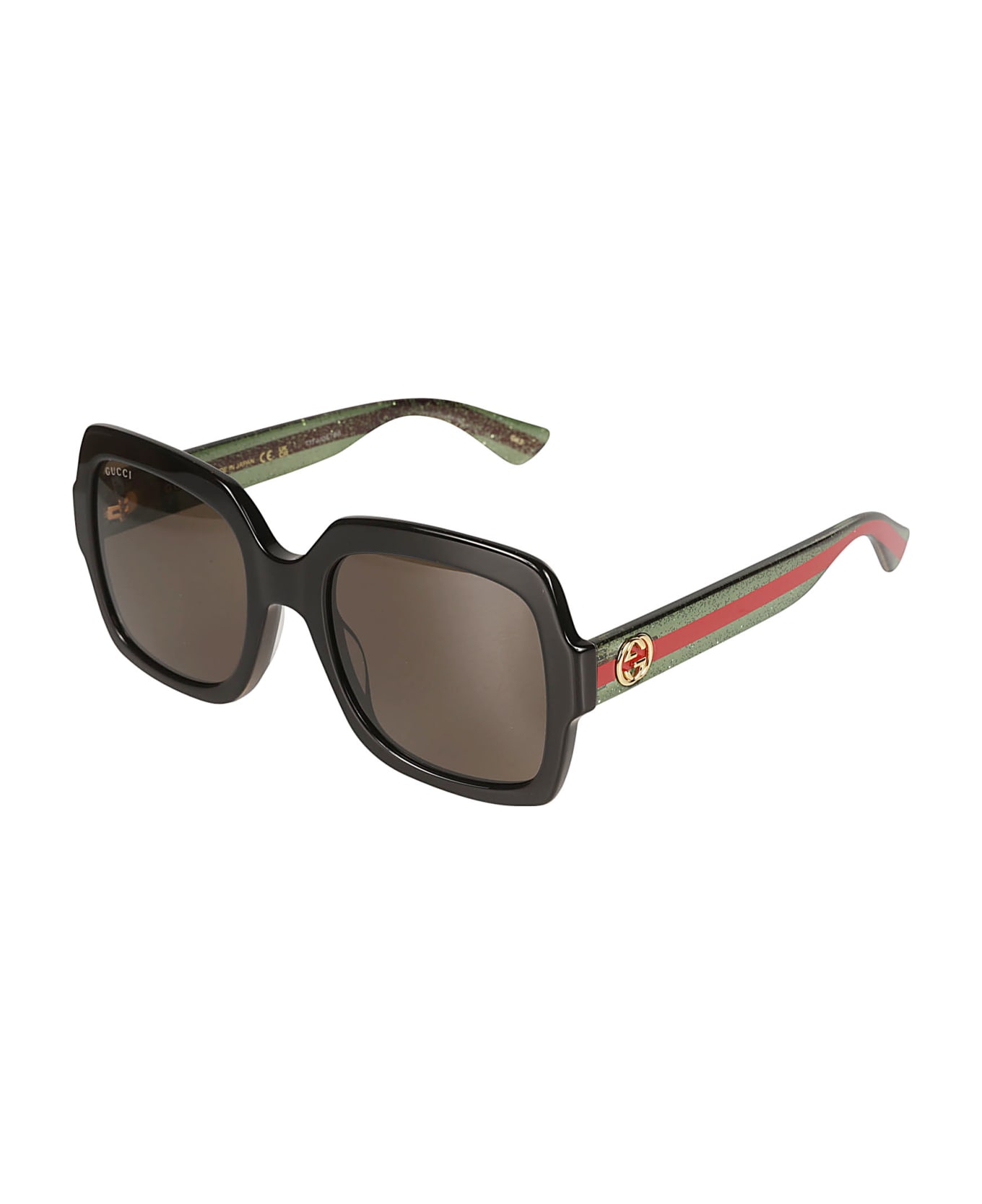 Gucci Eyewear Large Square nike Sunglasses - Black/Green