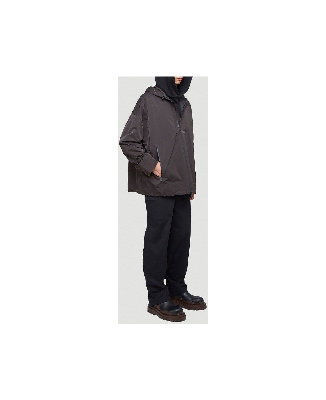 Bottega Veneta Hooded Windbreaker Jacket - BROWN