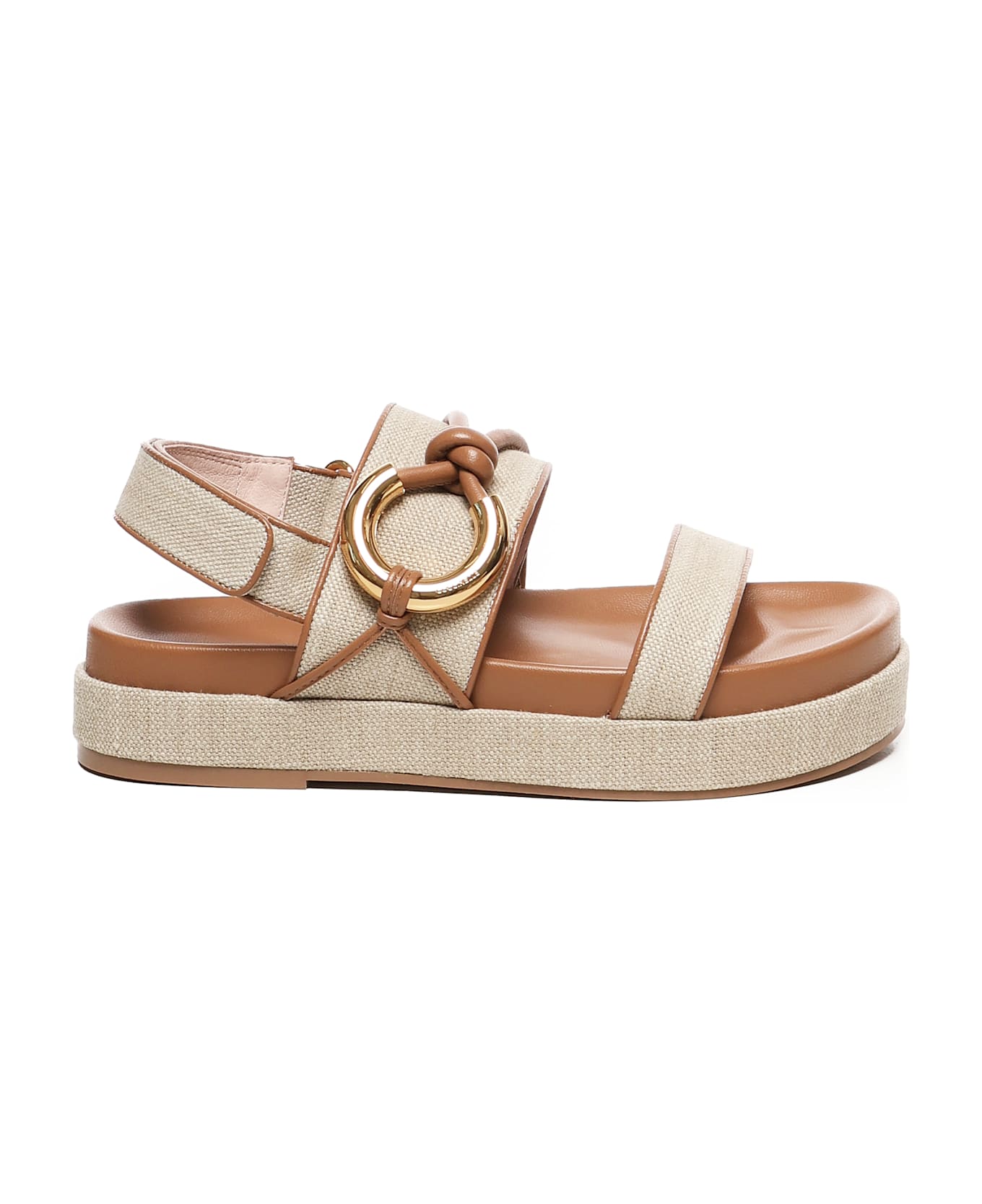 Coccinelle Carmy Canvas Platform Sandals - NATURAL/CUIR