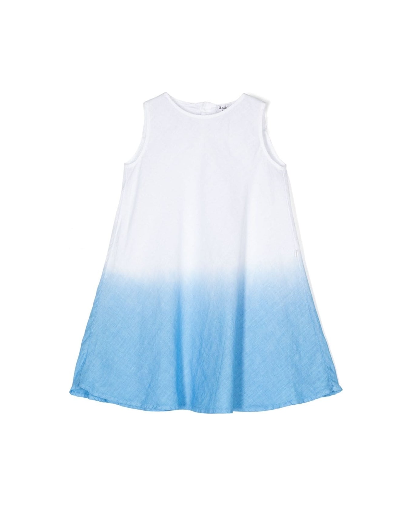 Il Gufo Linen Dress With Juniper-blue Gradient Colour - Blue