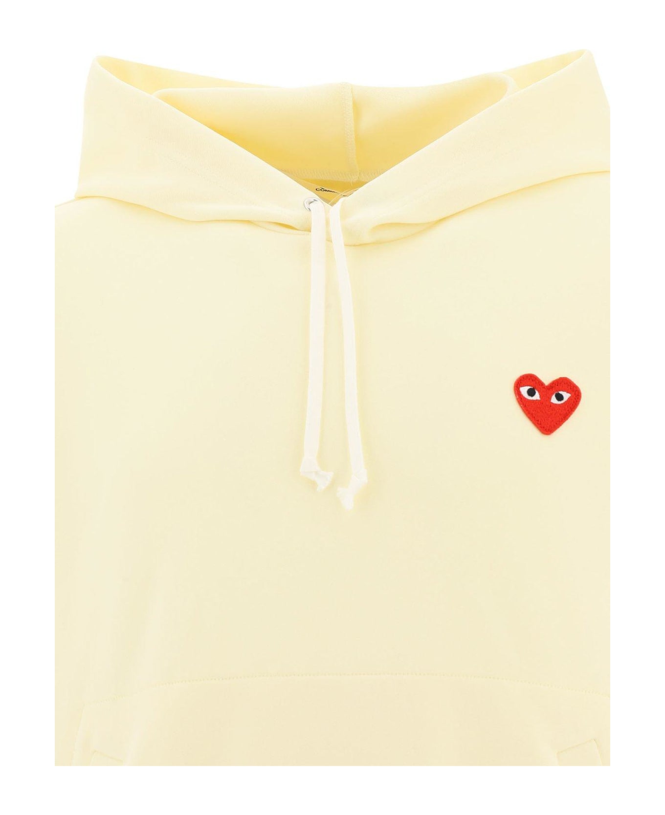 Comme des Garçons Play Heart Logo Patch Drawstring Hoodie - Ivory