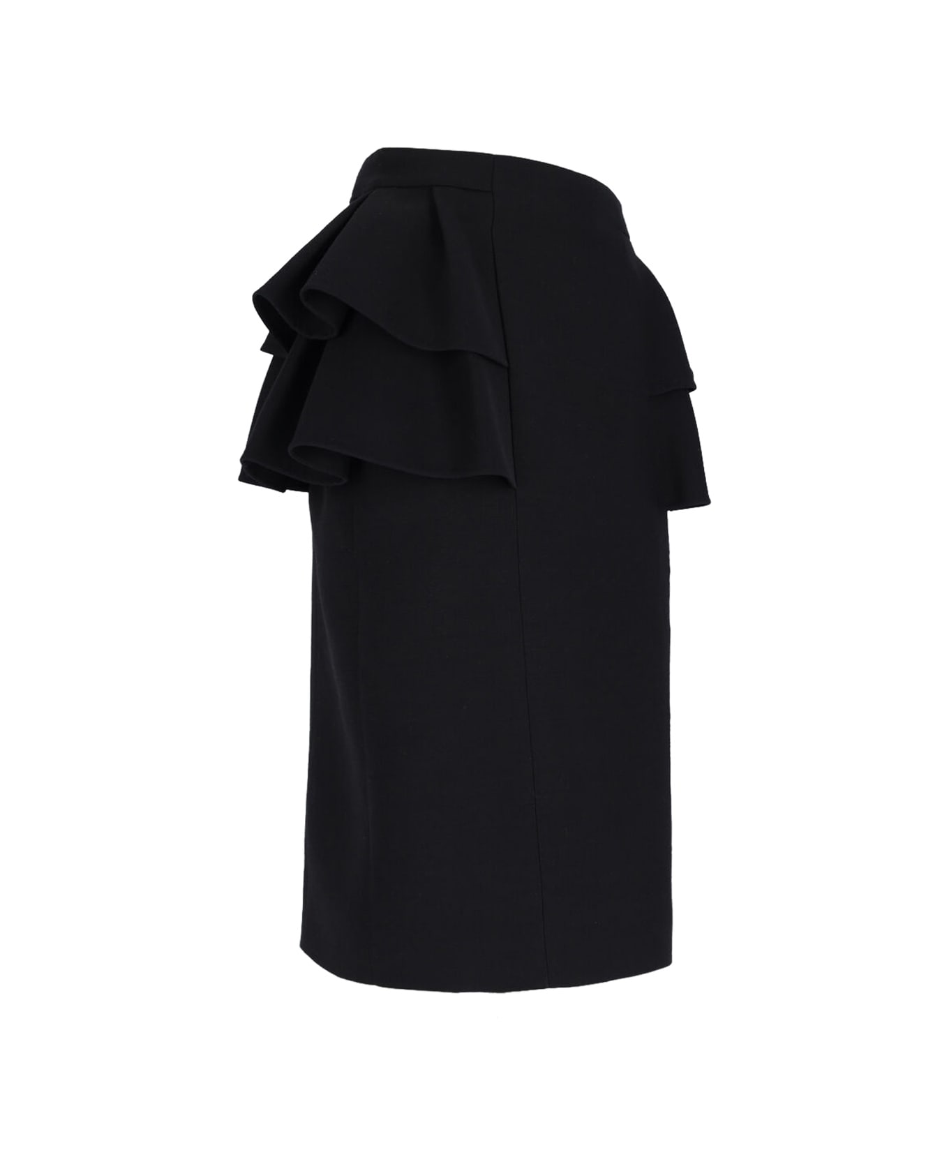 Valentino Virgin Wool And Silk Midi Skirt - Nero