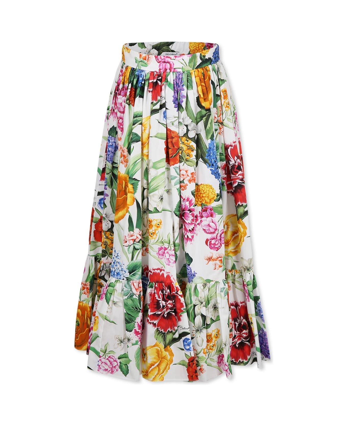 Dolce & Gabbana Multicolor Skirt For Girl With Floral Print - Multicolor