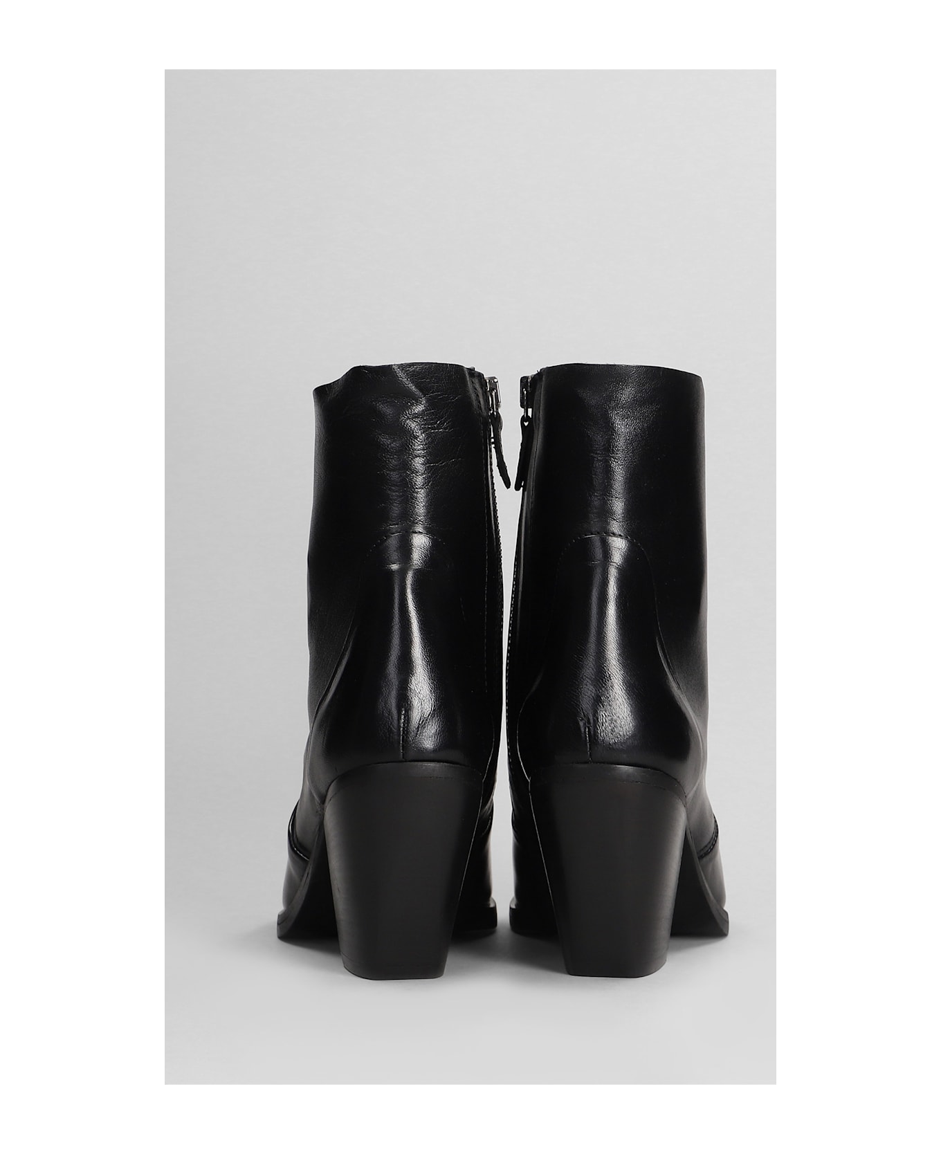 Julie Dee Texan Ankle Boots In Black Leather - black