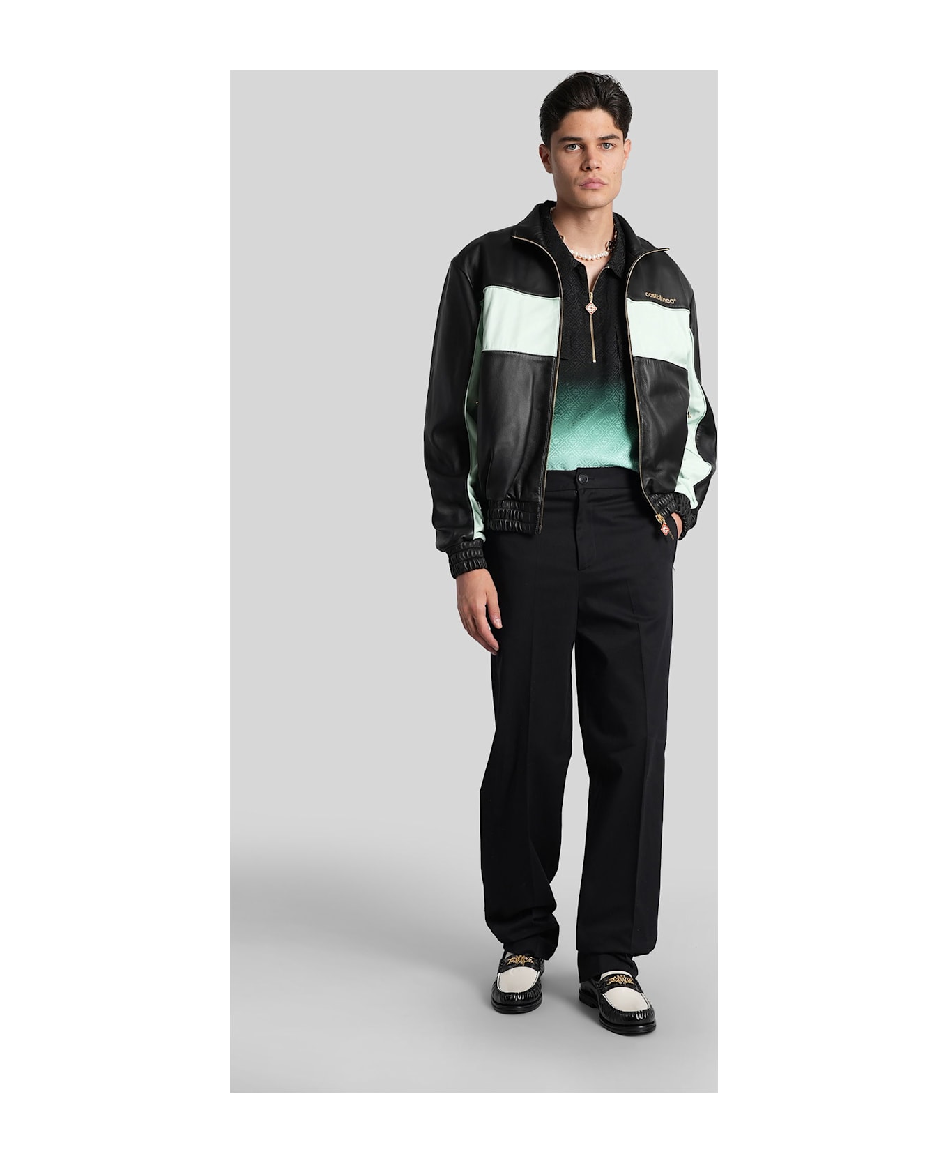 Casablanca Leather Jacket In Black Leather - black