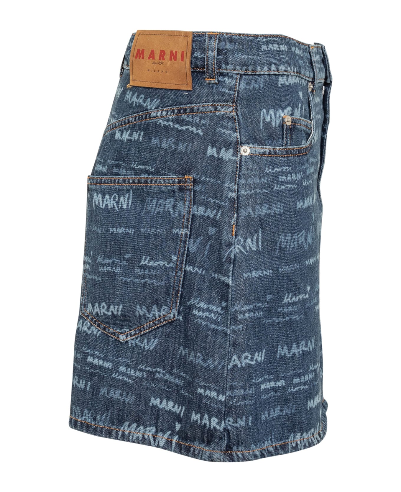 Marni Monogram Mini Skirt - IRIS BLUE