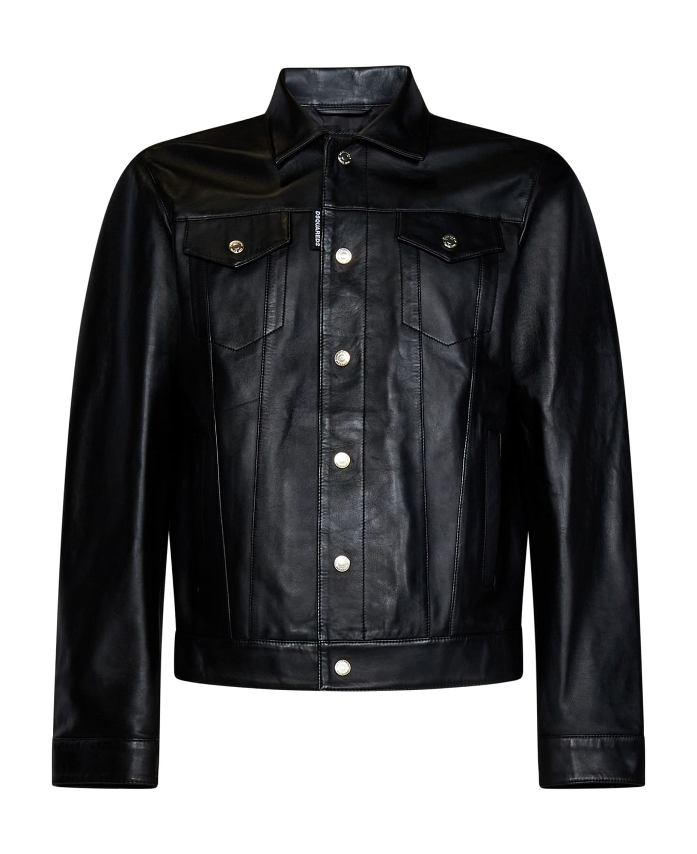 Dsquared2 Leather Dan Jean Jacket - Black