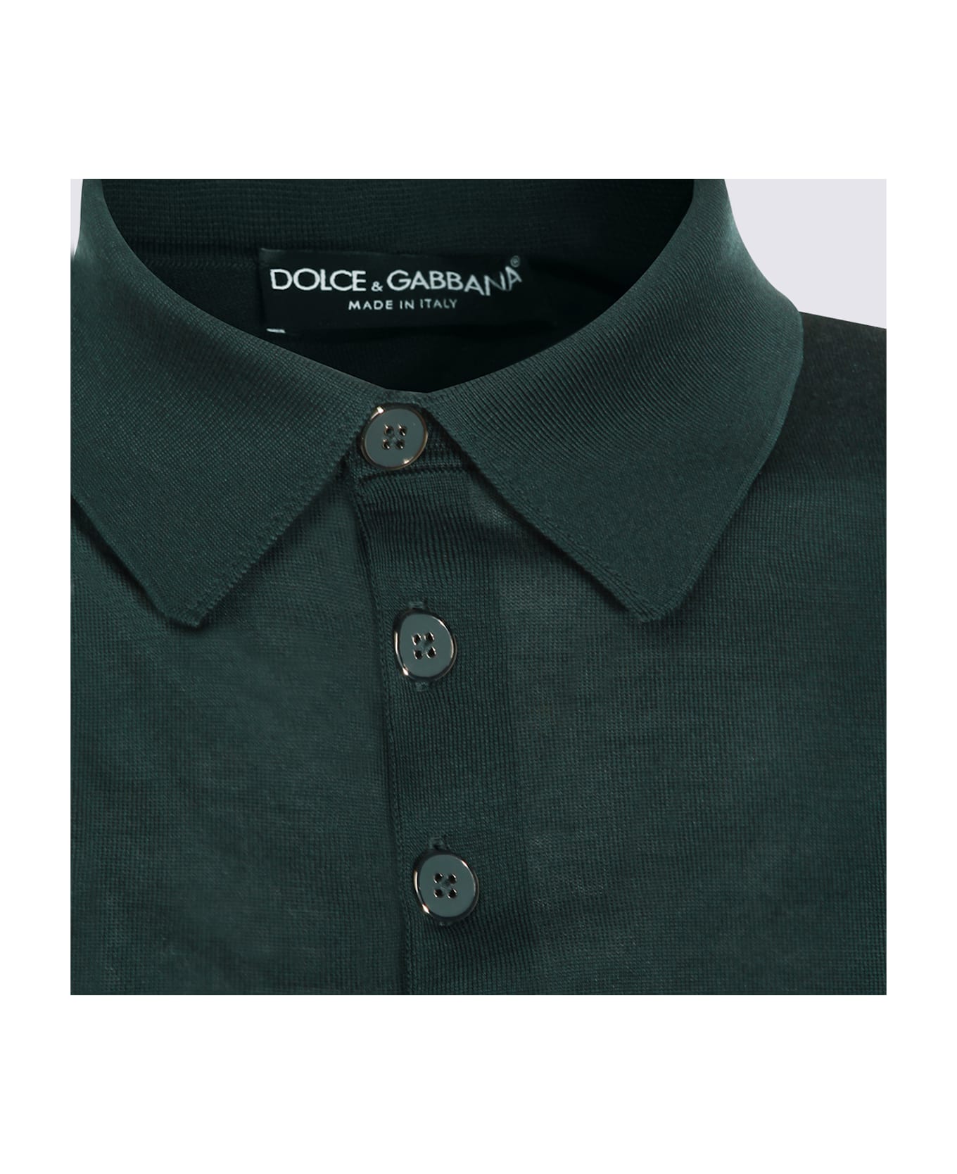 Dolce & Gabbana Green Silk Polo Shirt - Green
