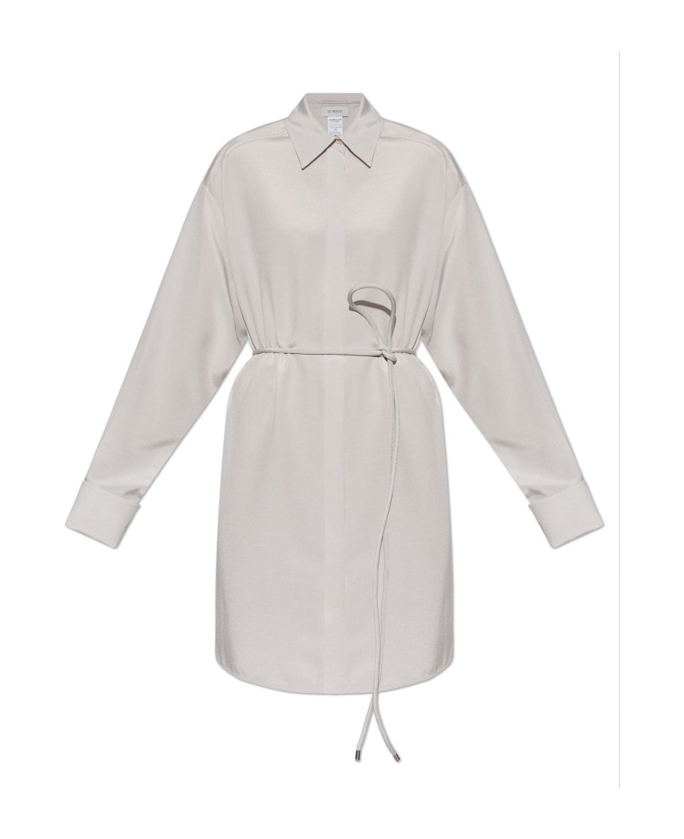 SportMax Eolie Oversized Tied Waist Long-sleeved Dress - Grigio