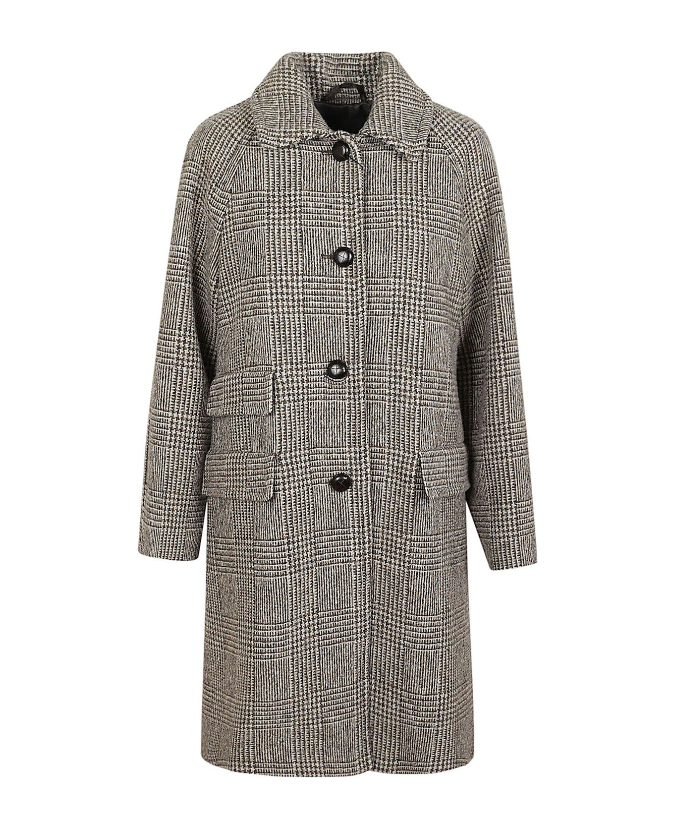 Weekend Max Mara Buttoned Checked Coat