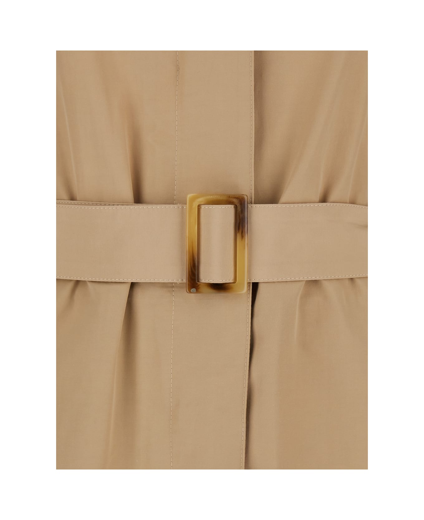 Merci Beige Trench Coat With Classic Collar And Adjustable Belt In Fabric Woman - Beige