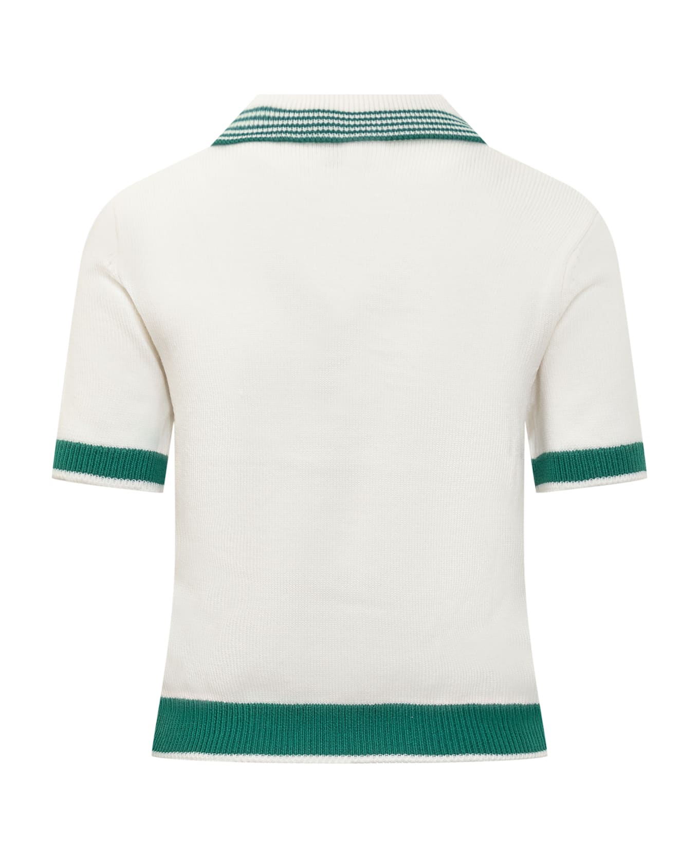 Casablanca Tennis Polo - WHITE/GREEN