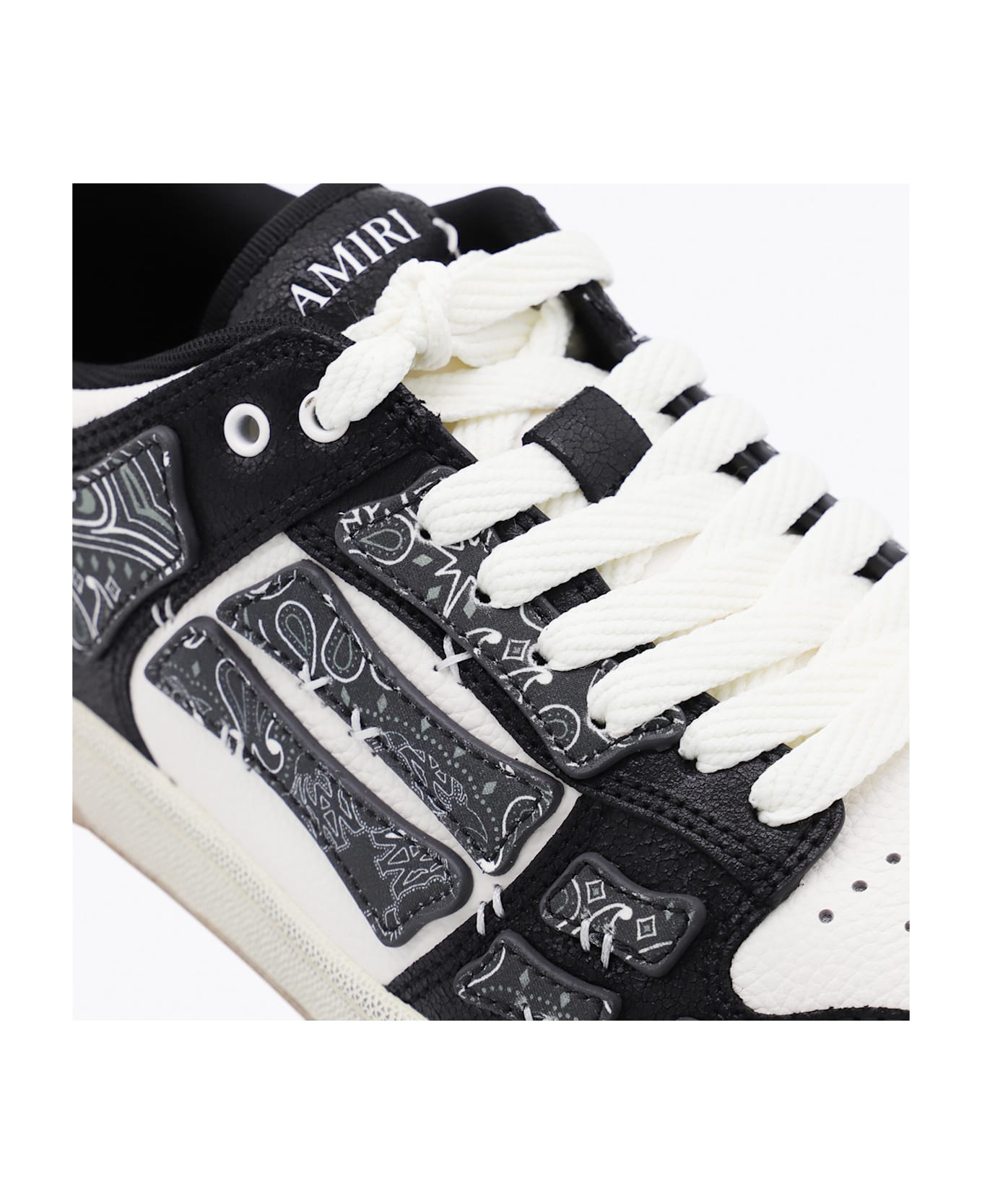 AMIRI Black And White Leather Bandana Skell Low Top Sneakers