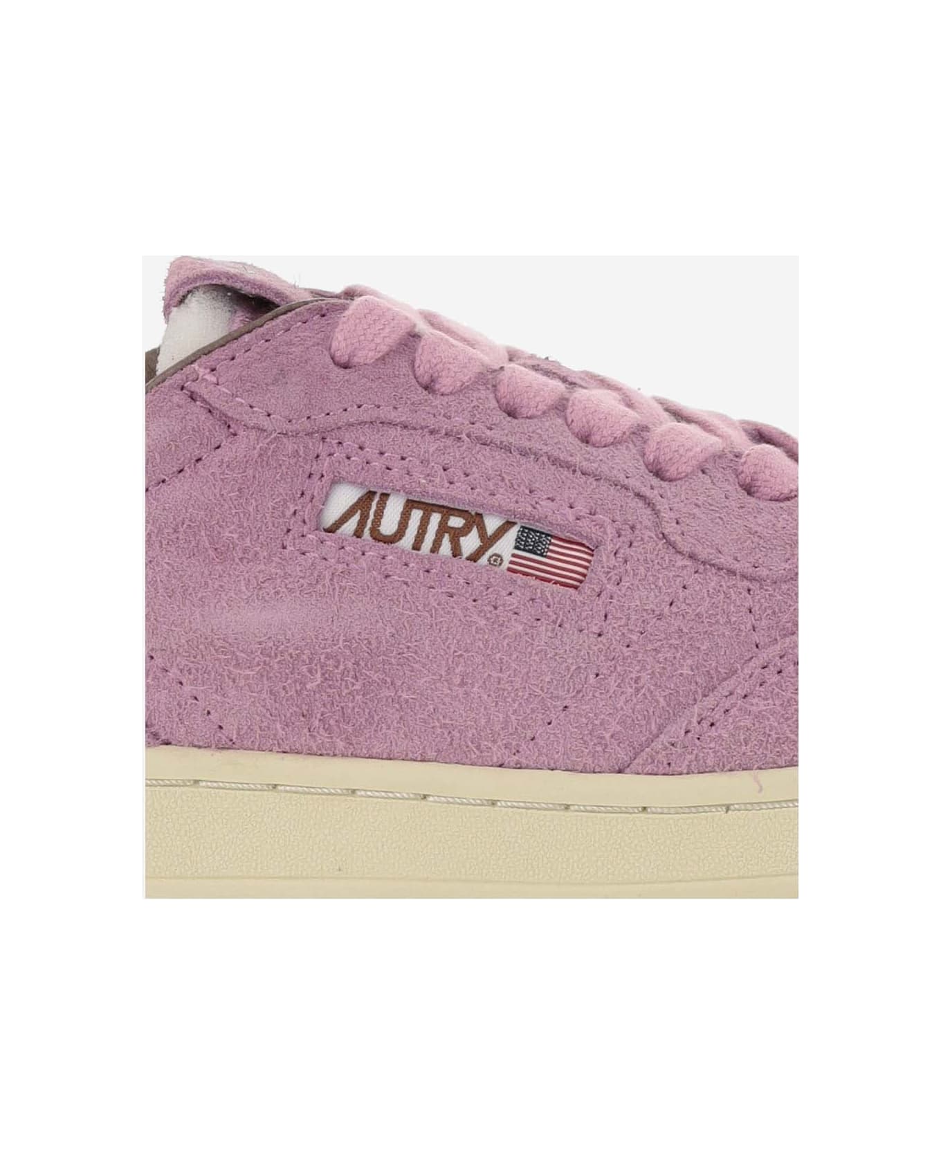 Autry Medalist Low Sneakers In Suede Hair Sand Effect - Purple