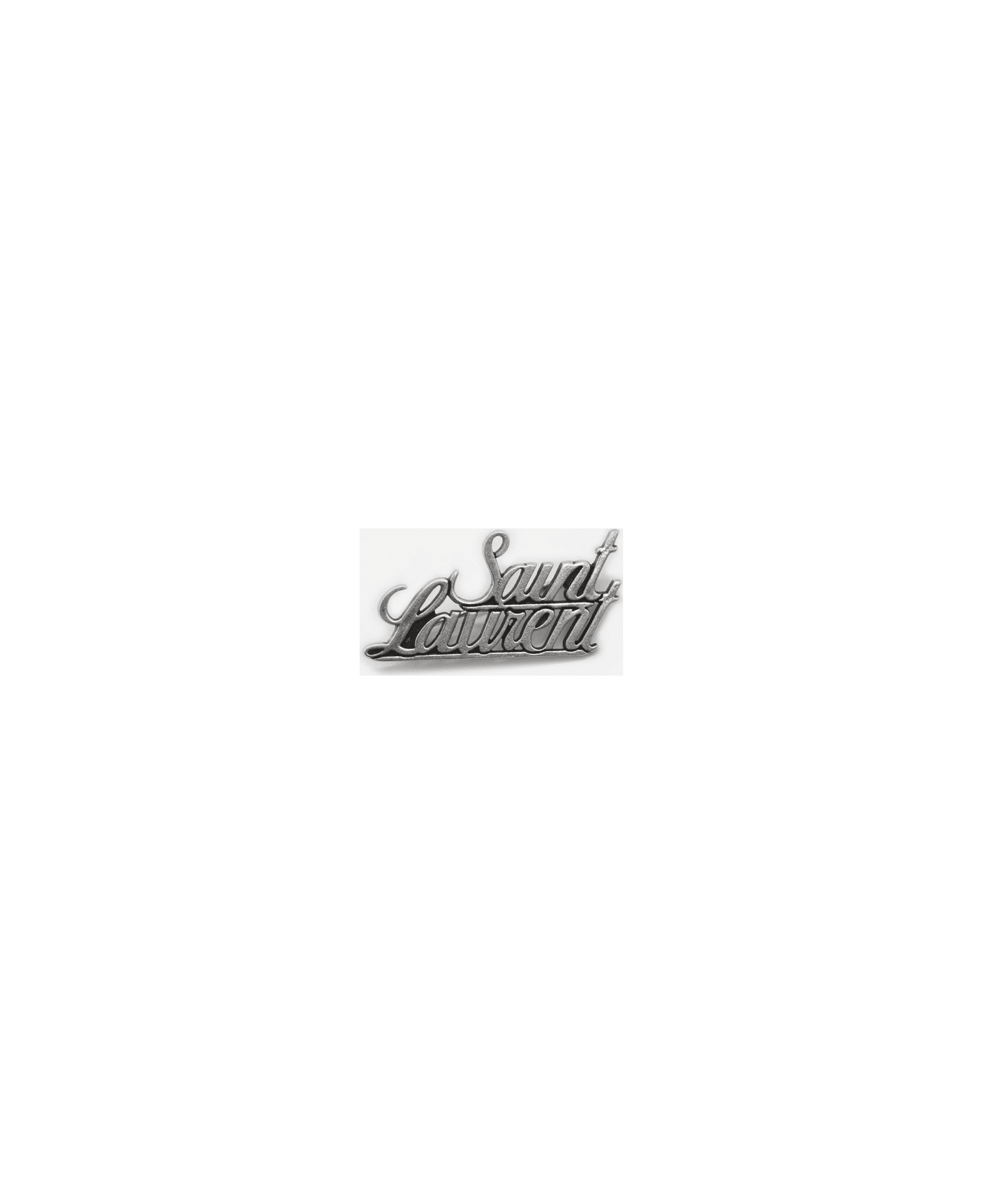 Saint Laurent Brass Brooch With Logo Lettering - Silver