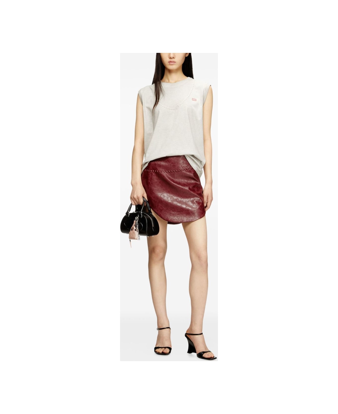 Diesel Faux Leather Mini Skirt - Bordeaux
