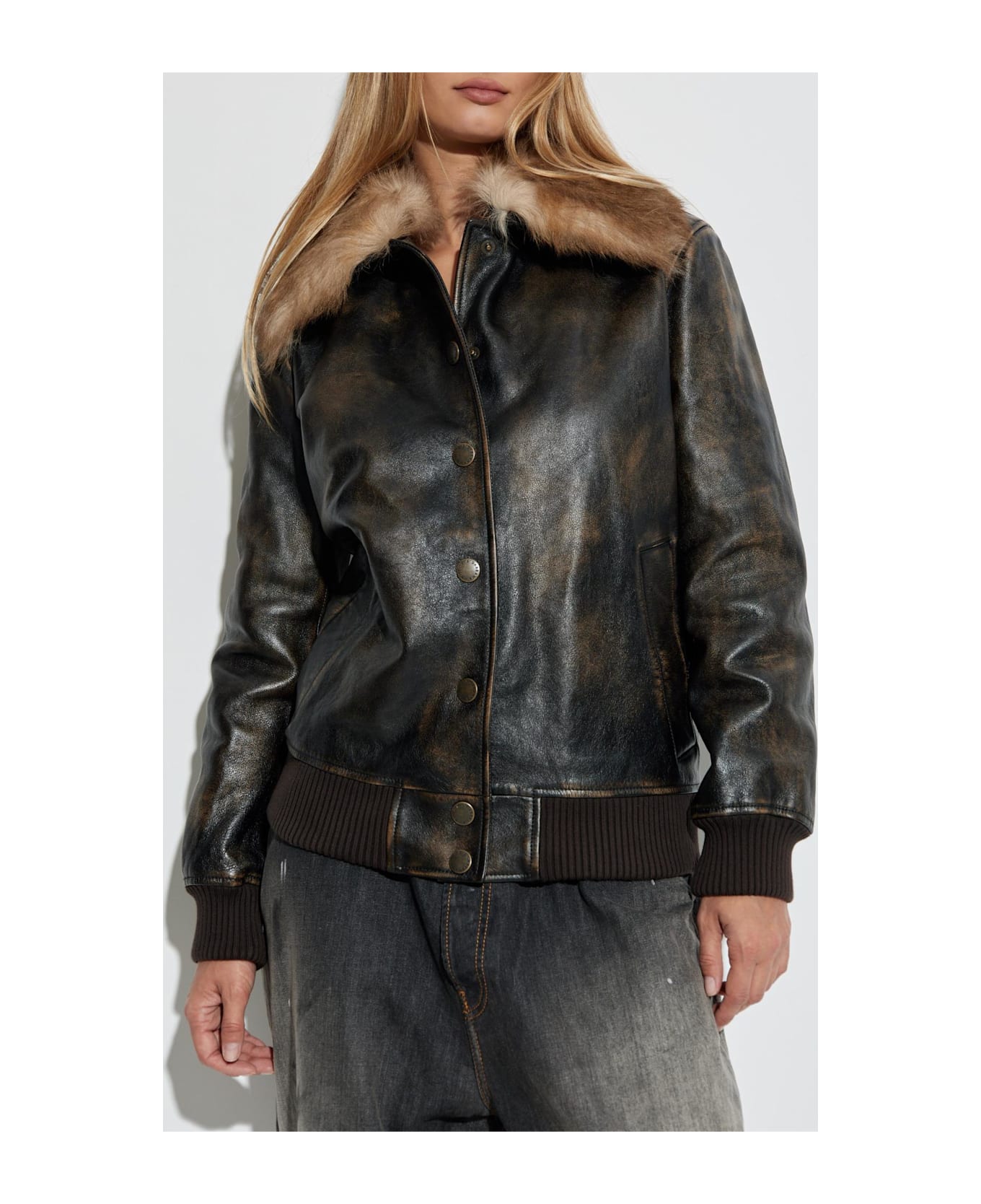 Dolce 
Gabbana Leather Jacket - BROWN