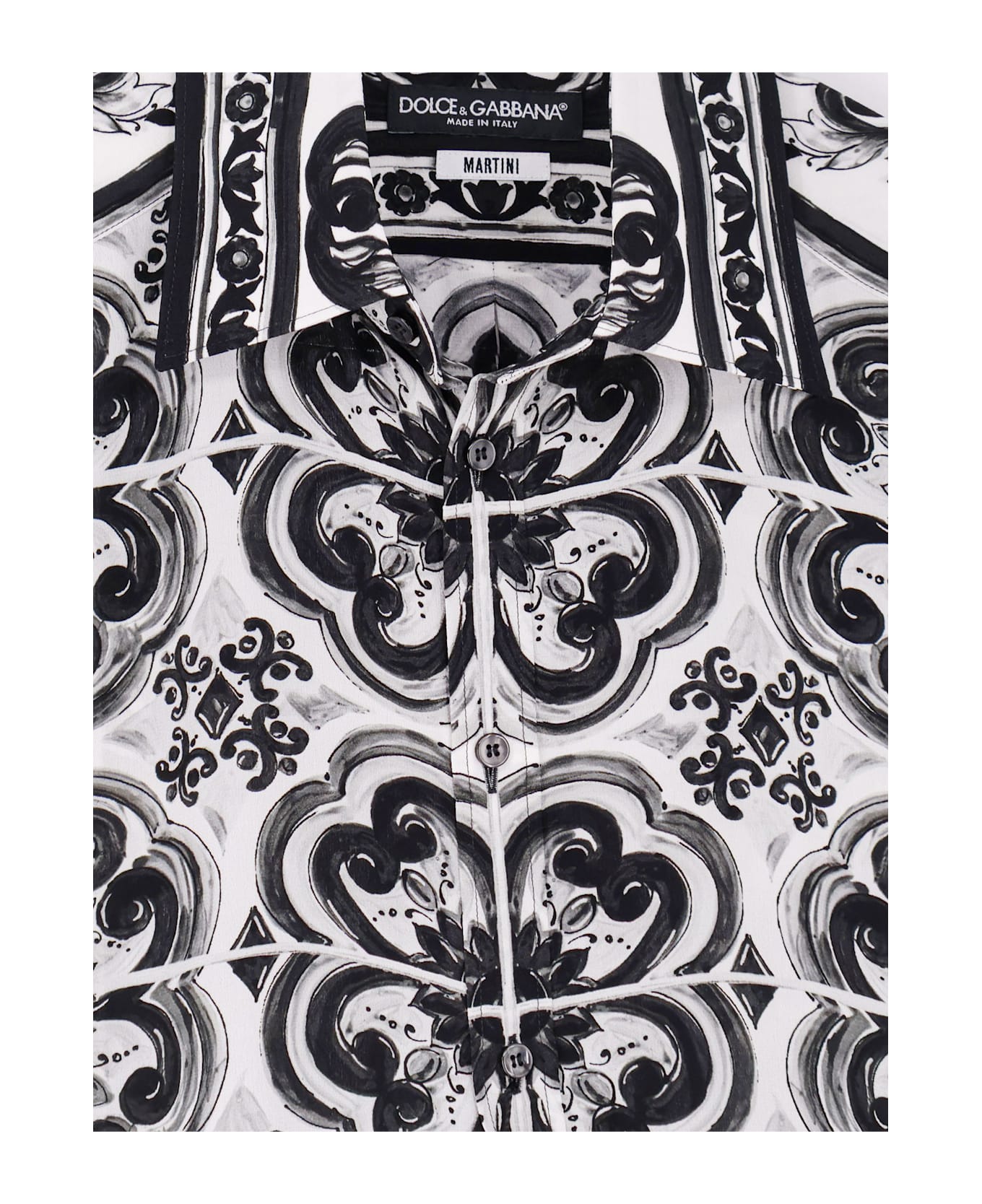 Dolce 
Gabbana Silk Shirt With Maiolica Print - MAIOLICA 3 NERO