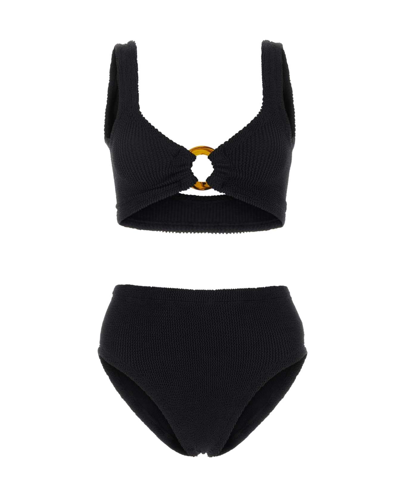 Hunza G Black Stretch Nylon Nadine Bikini - BLACK