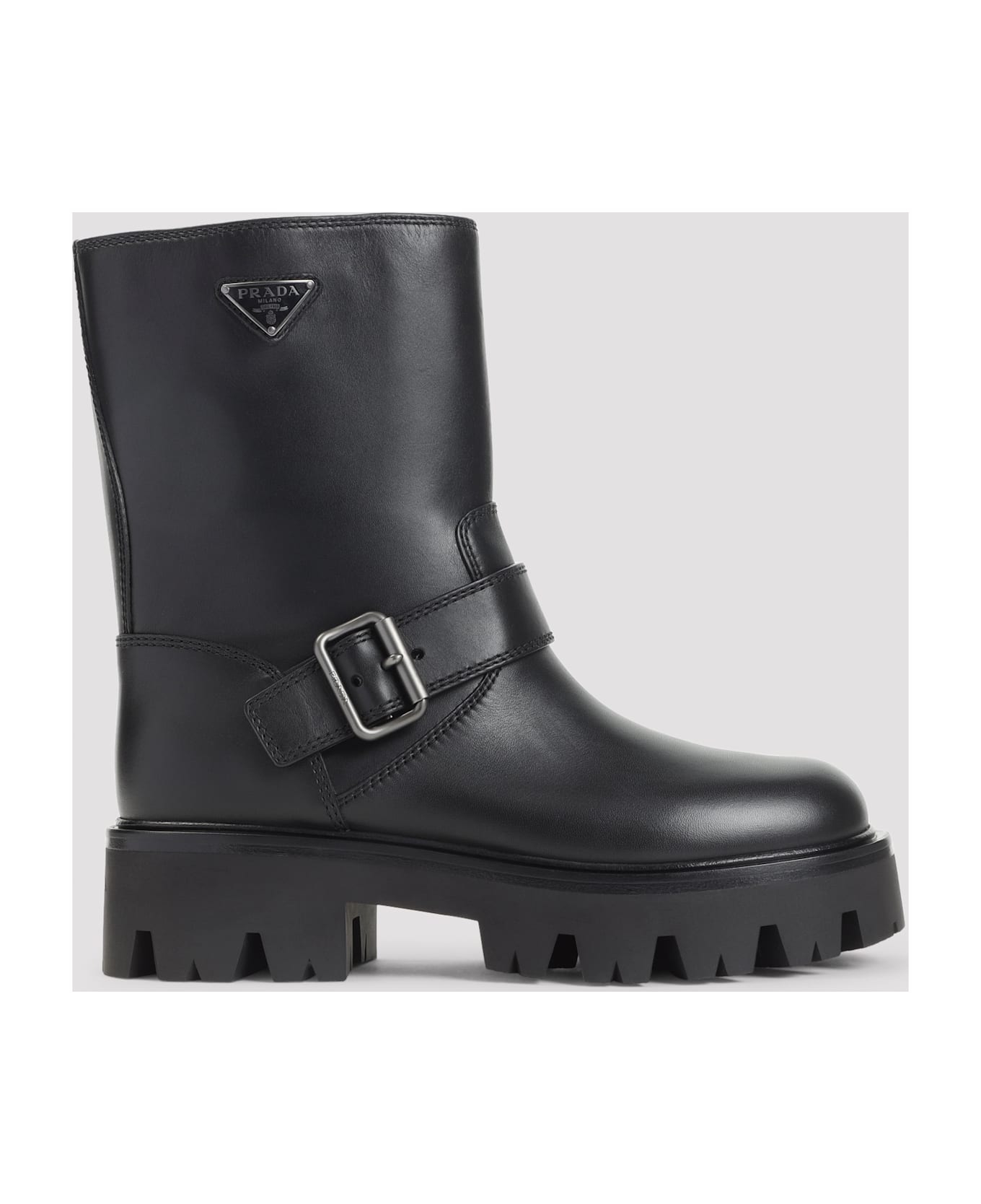 Prada Leather Ankle Boots - Nero