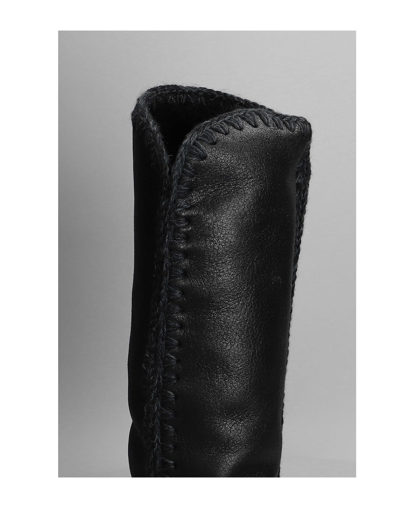 Mou Eskimo 40 Low Heels Boots In Black Leather - black