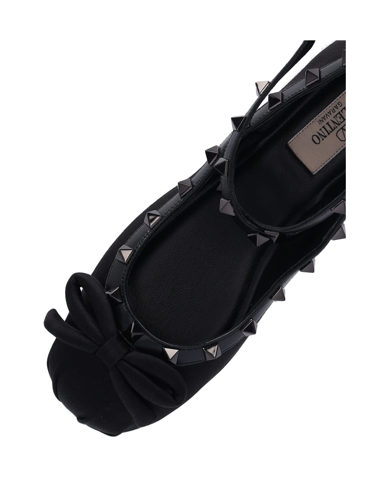 Valentino Garavani "rockstud" Satin Ballet Flats - Black  
