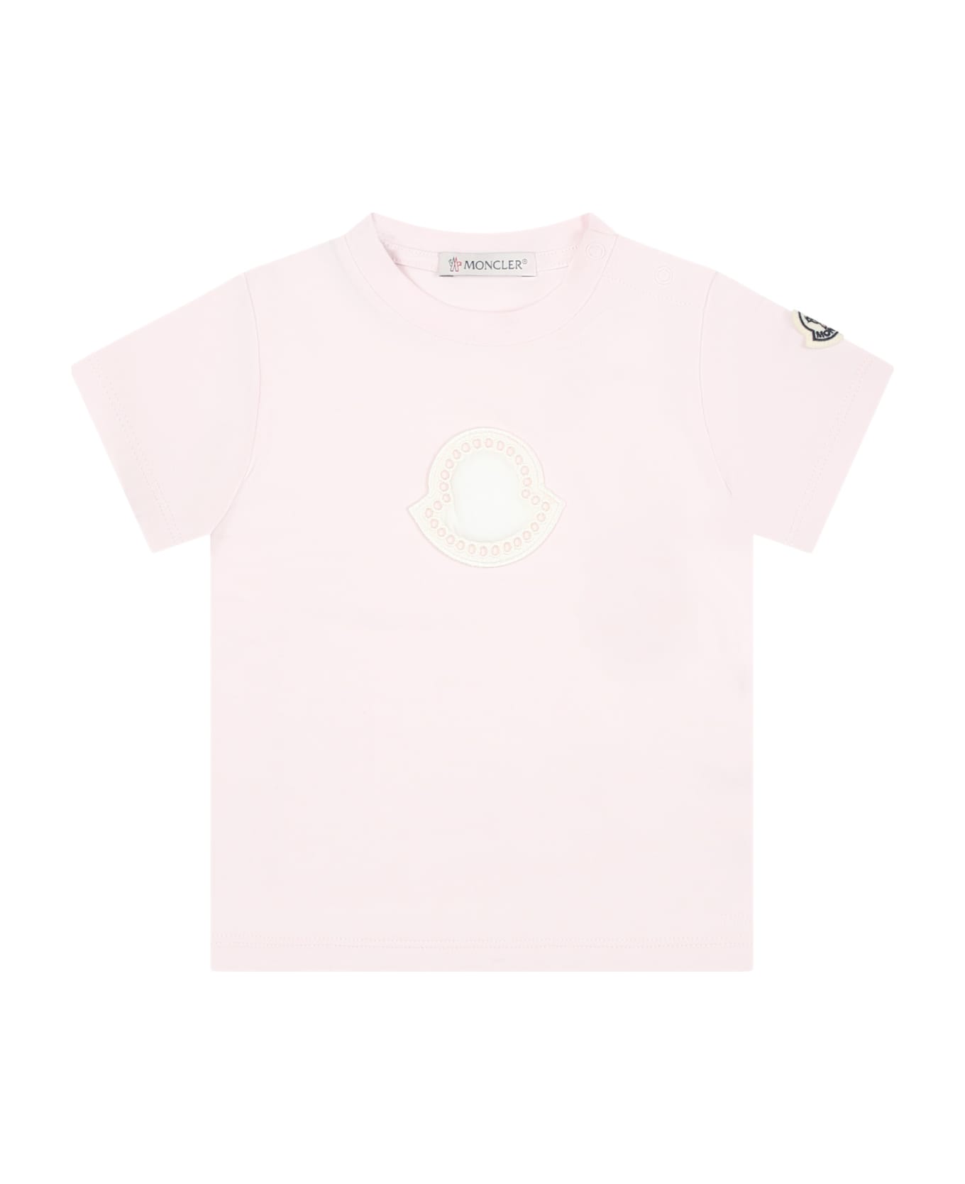Moncler Pink T-shirt For Baby Girl With Logo - Pink