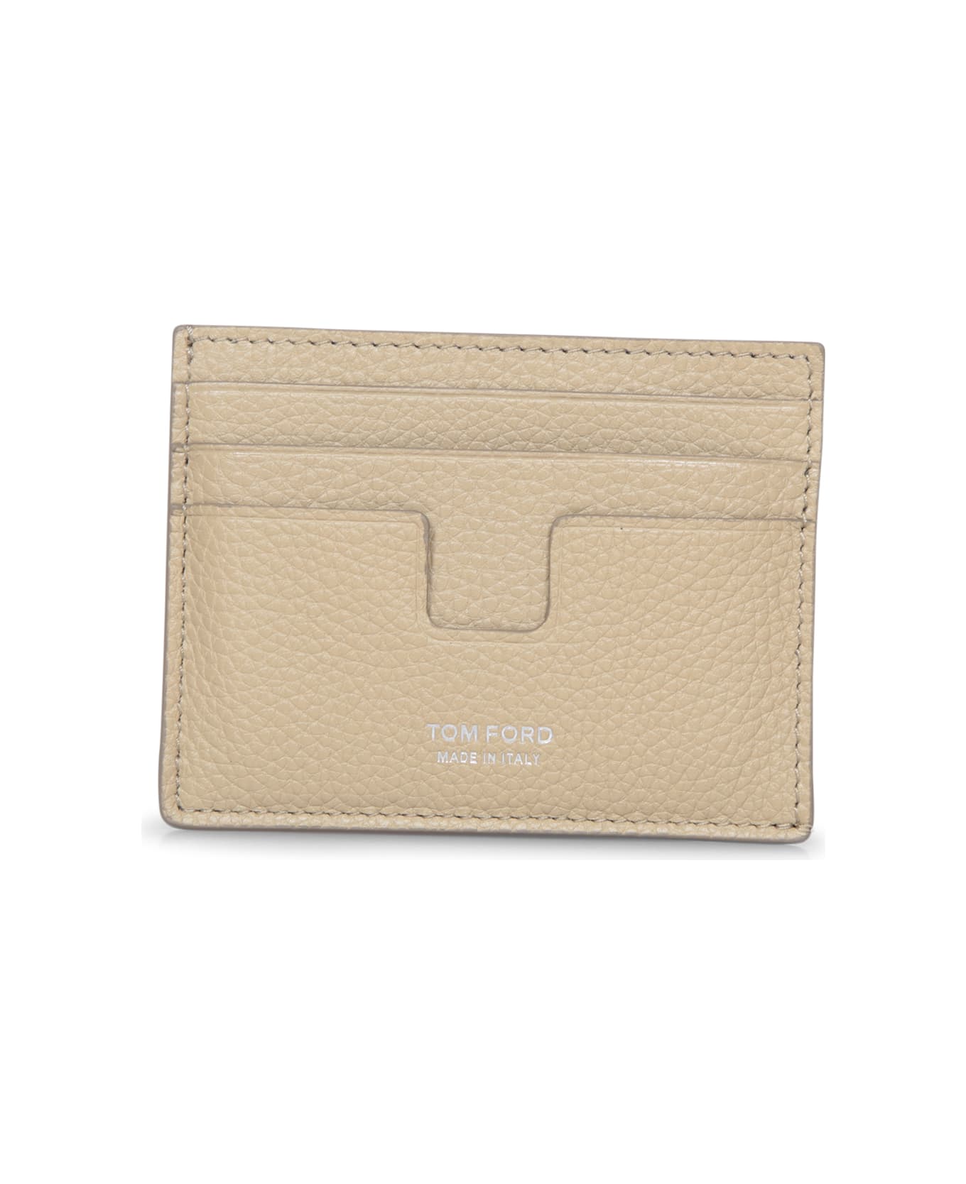 Tom Ford Leather Beige Card Holder - Beige