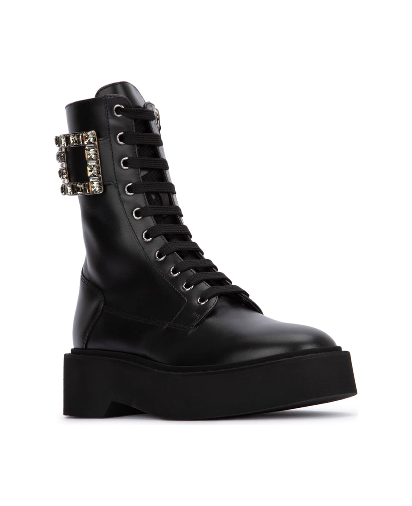 Roger Vivier Viv Rangers High Stra Lace-up Boot - NERO