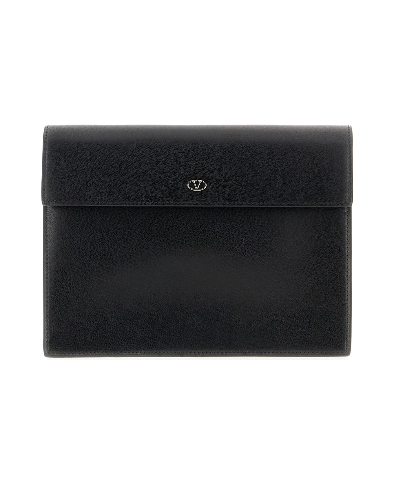 Valentino Garavani Black Leather Clutch - NERO MARRONE