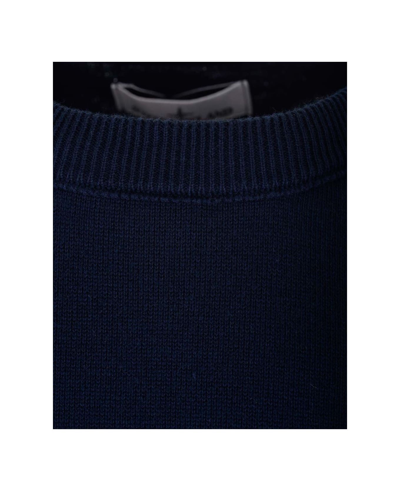 Stone Island Blue Crew-neck Cotton Sweater - Blue
