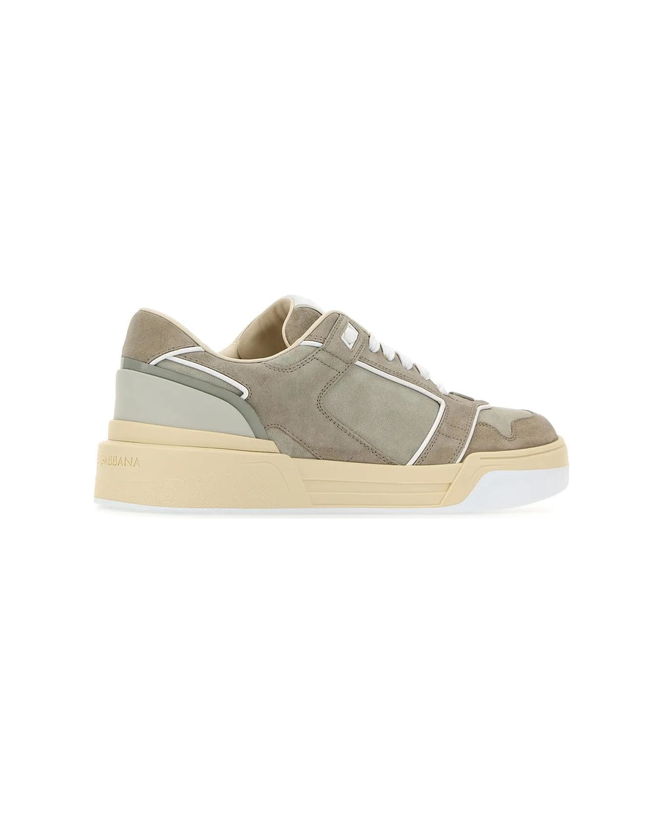 Dolce & Gabbana Grey Suede New Roma Sneakers - BIANCO