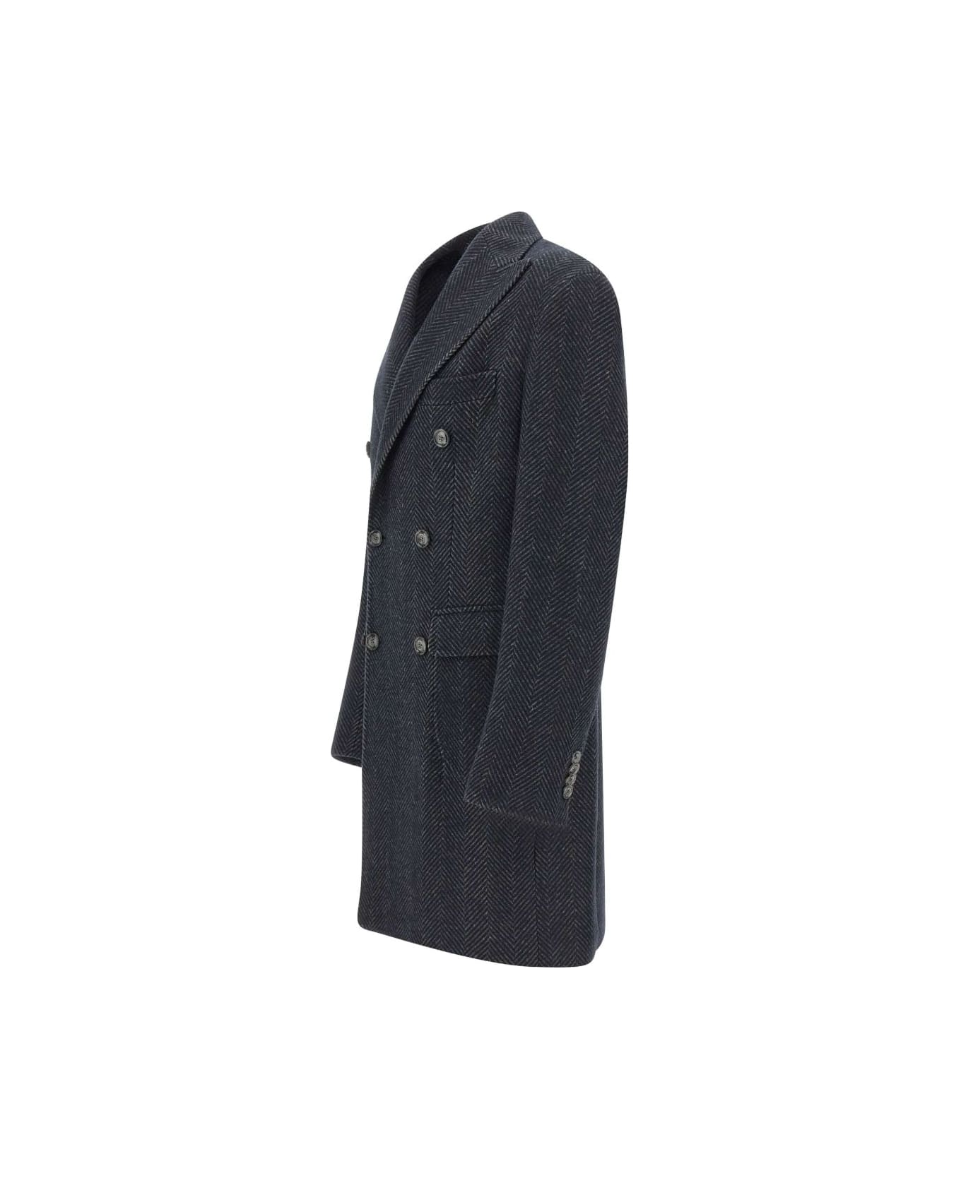 Barba Napoli Barba Coat With Peak Lapels - Blue