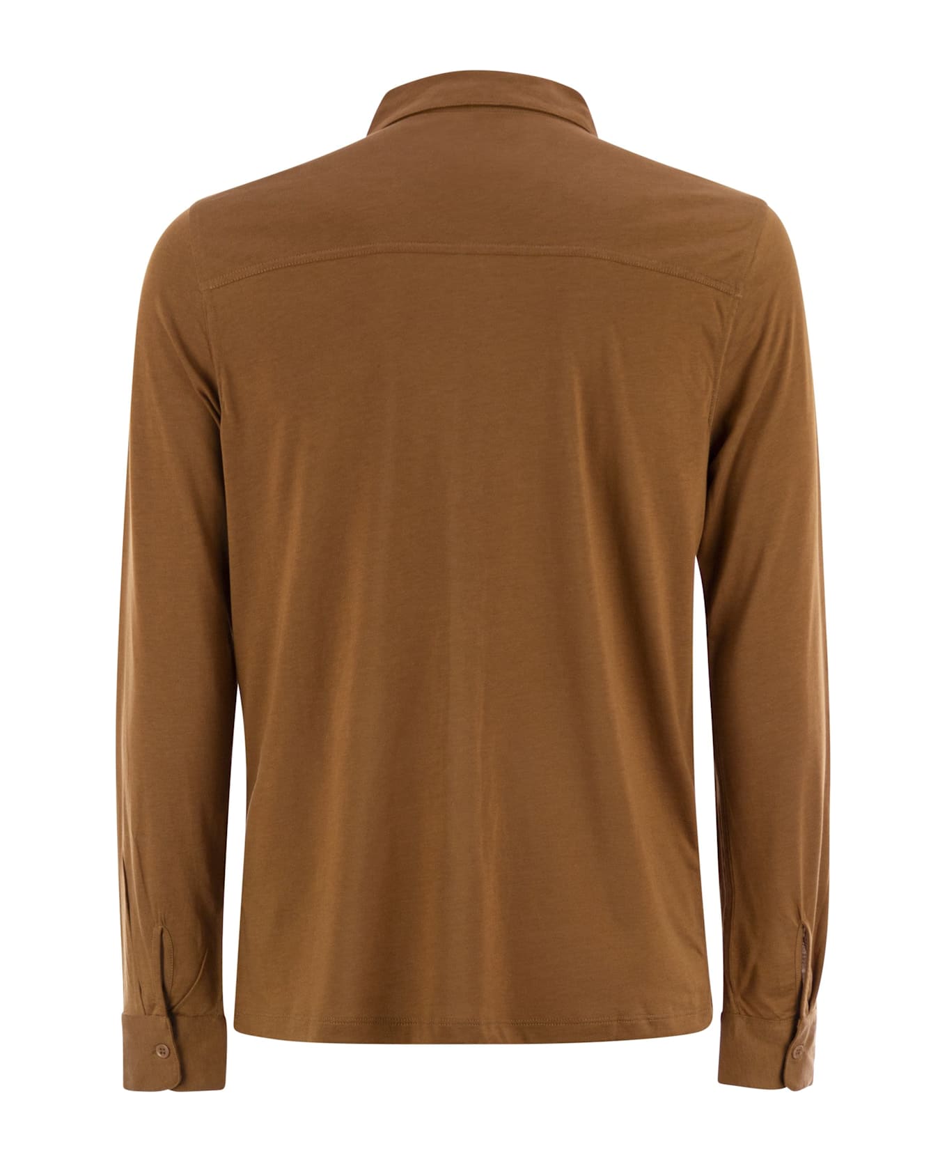 Majestic Filatures Long-sleeved Lyocell And Cotton Shirt - Cognac