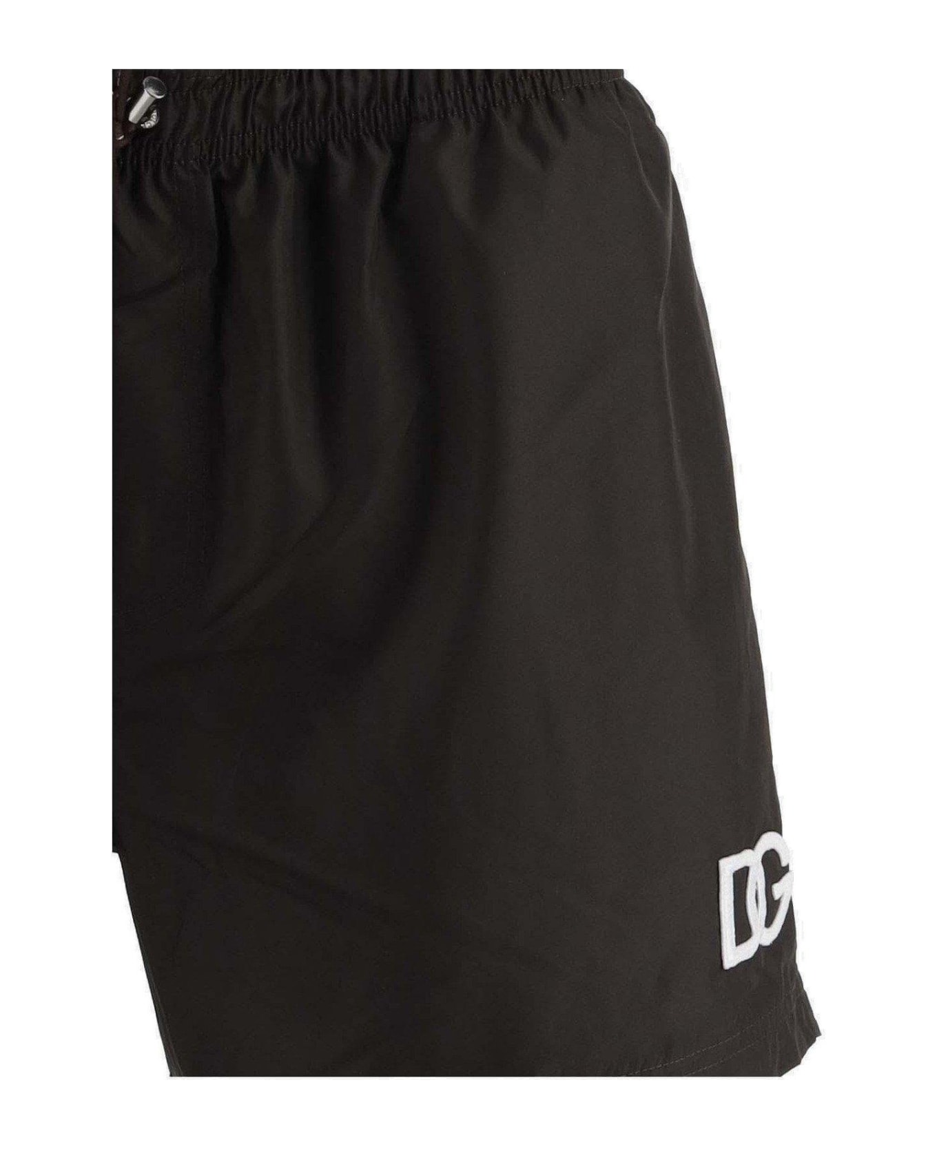 Dolce & Gabbana Logo Embroidered Drawstring Swim Shorts - BROWN ショートパンツ