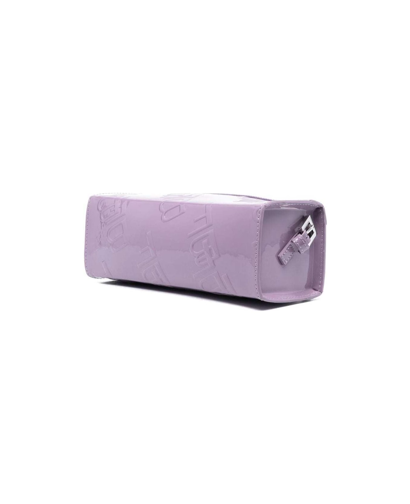 BY FAR Karo Lilac Patent Shoulder Bag With Embossed Logo All-over In Leather Woman - Violet クラッチバッグ