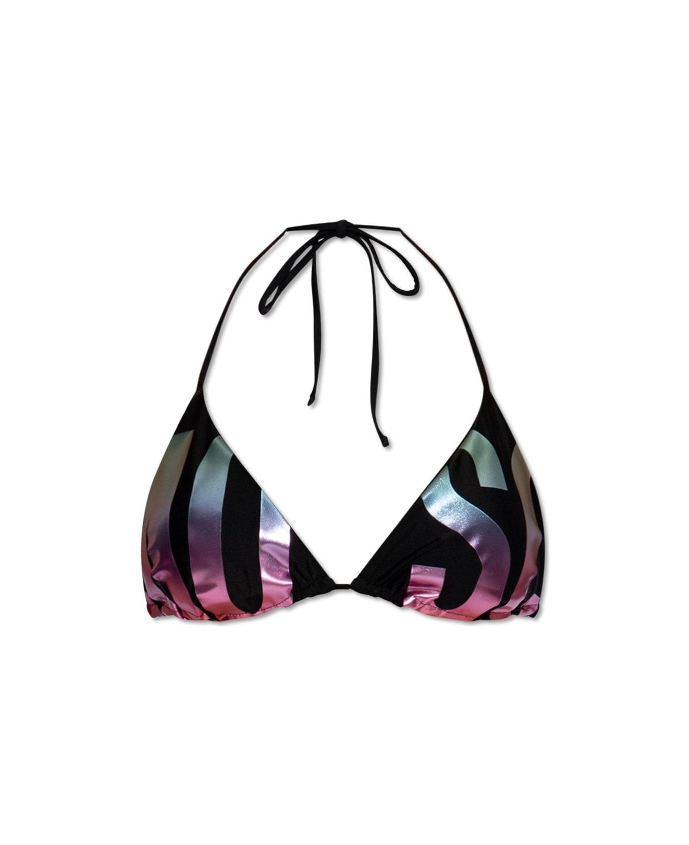 Moschino Logo-printed Rear Tied Halterneck Bikini Top 水着