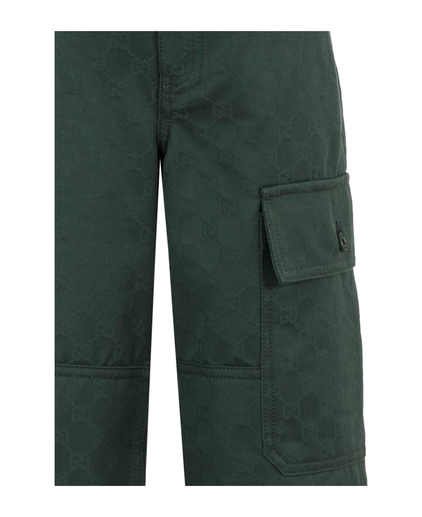 Gucci Green Trousers For Boy With Gg Motif - Green