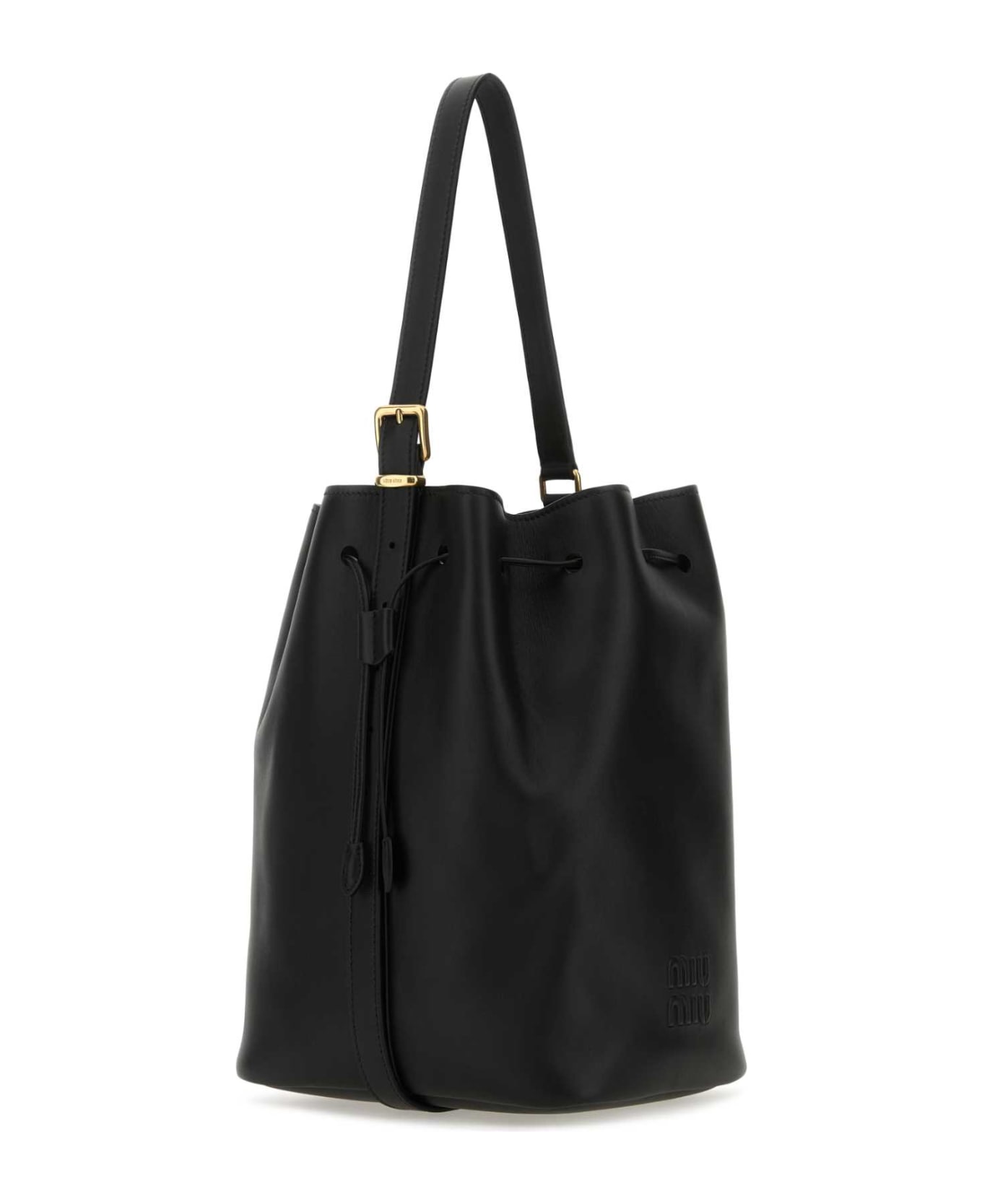 Miu Miu Black Leather Bucket Bag - NERO
