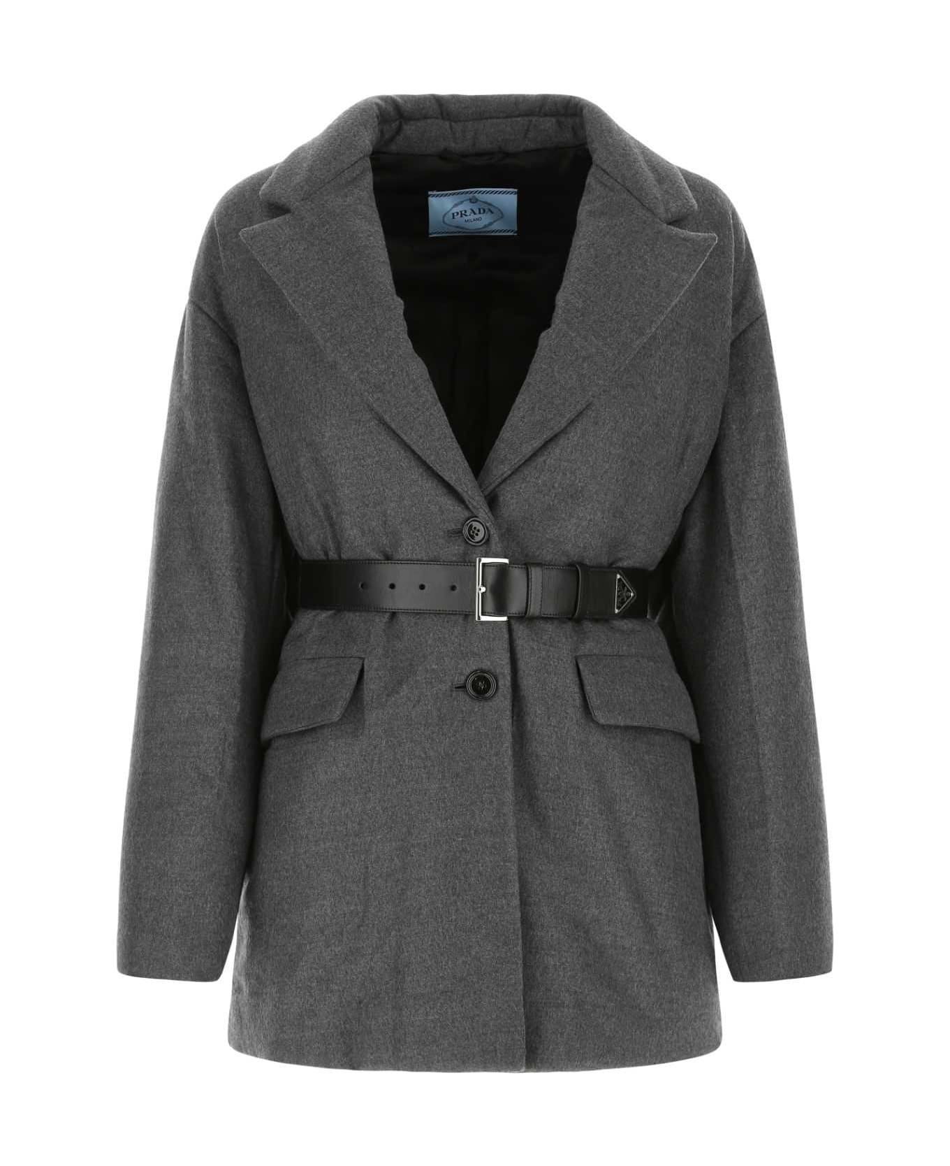 Prada Melange Dark Grey Wool Blend Blazer - F0480 コート