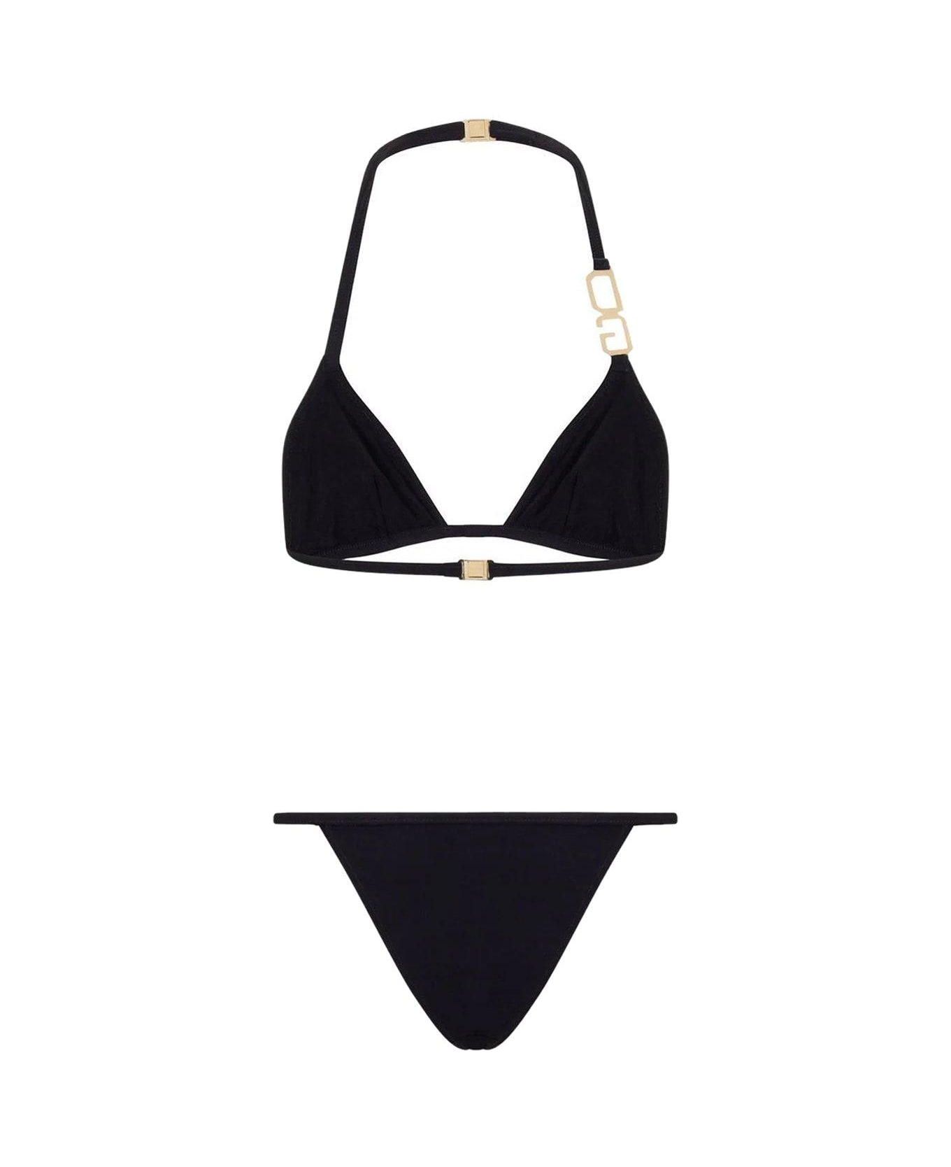 Dolce & Gabbana Dg Plaque Triangle Bikini Set - BLACK ビキニ